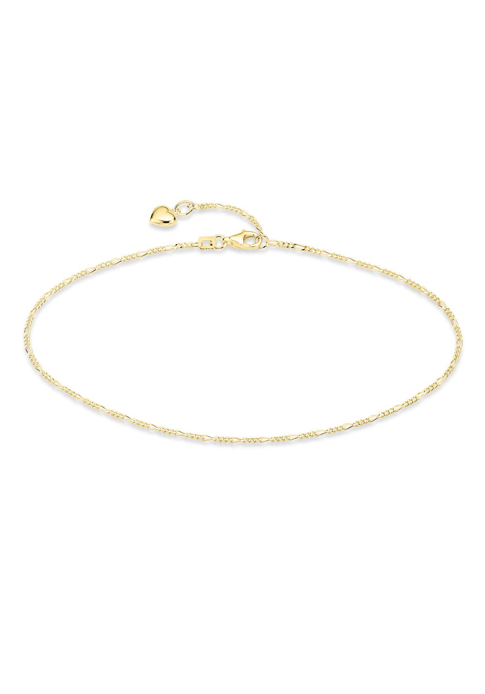 BRUNO BANANI Damen Fußkette "Schmuck Geschenk Silber 925 Körperschmuck Figarokette Herz", Silber 925 (Sterlingsilber), gold, Silber 925