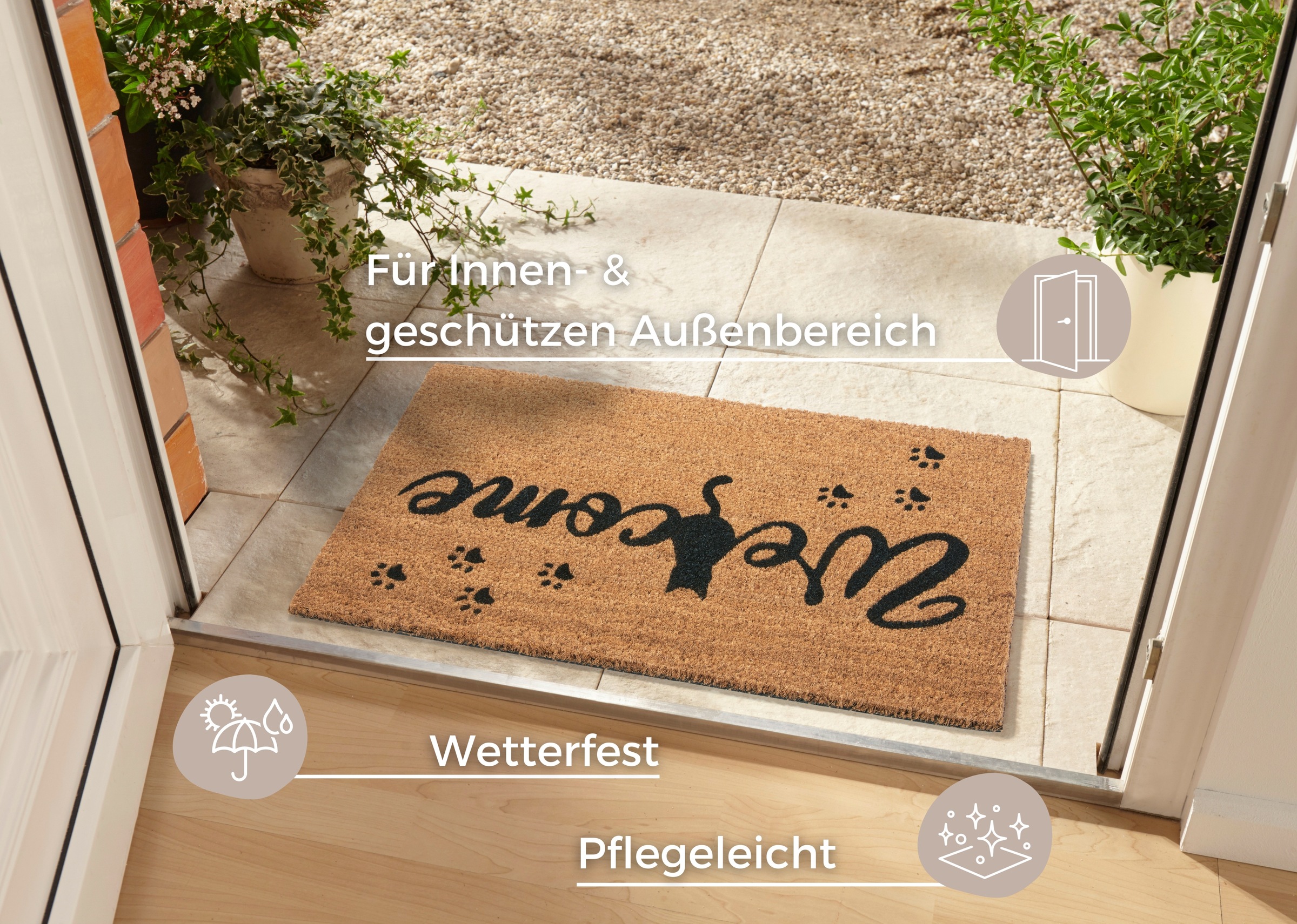 HANSE Home Fußmatte "Mix Mats Kokos Cat Paws Welcome, Türmatte" rechteckig günstig online kaufen