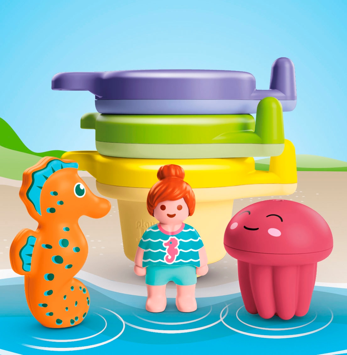 Playmobil® Konstruktions-Spielset »Schwimmbecher mit Wasserspaß (71776), Junior Aqua«, (6 St.), Badespielzeug; Made in Europe