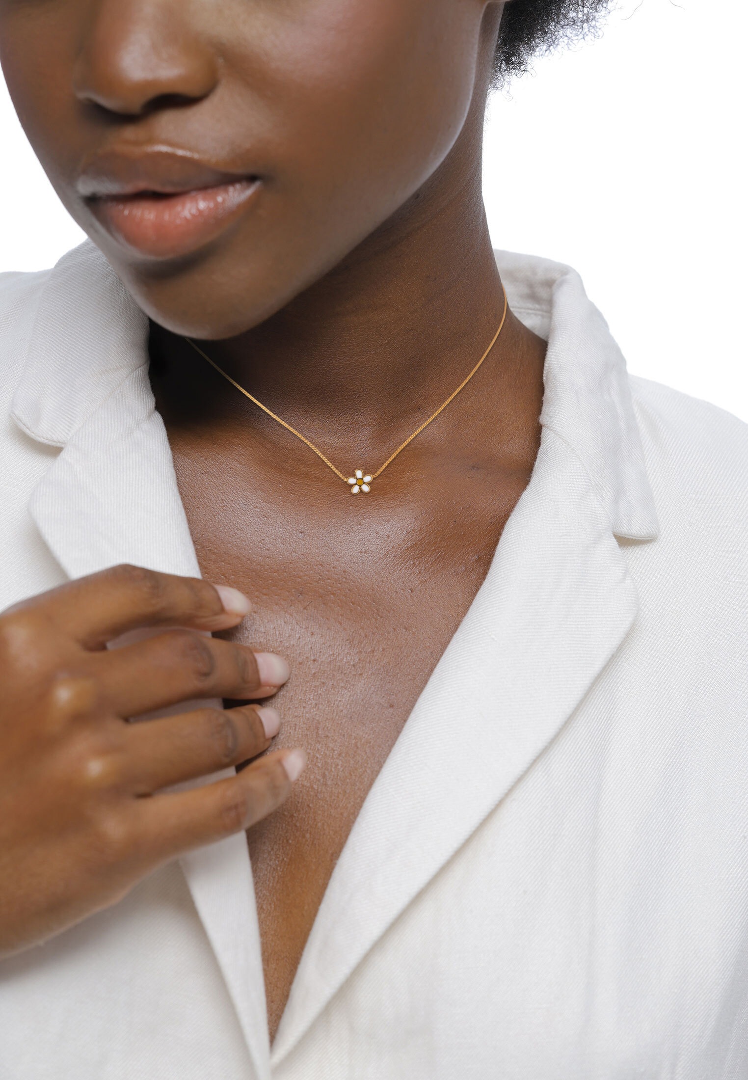 Elli Choker »Halskette Choker Blume 925 Sterling Silber vergoldet«