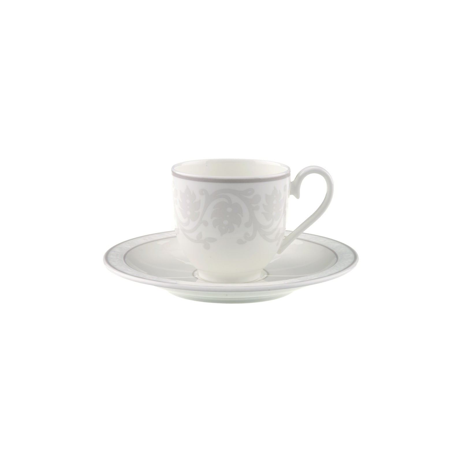 Villeroy & Boch Espressotasse "Espressotasse mit Untertasse Gray Pearl 70 ml weiß" Spülmaschinengeeignet, Mikrowellengeeignet