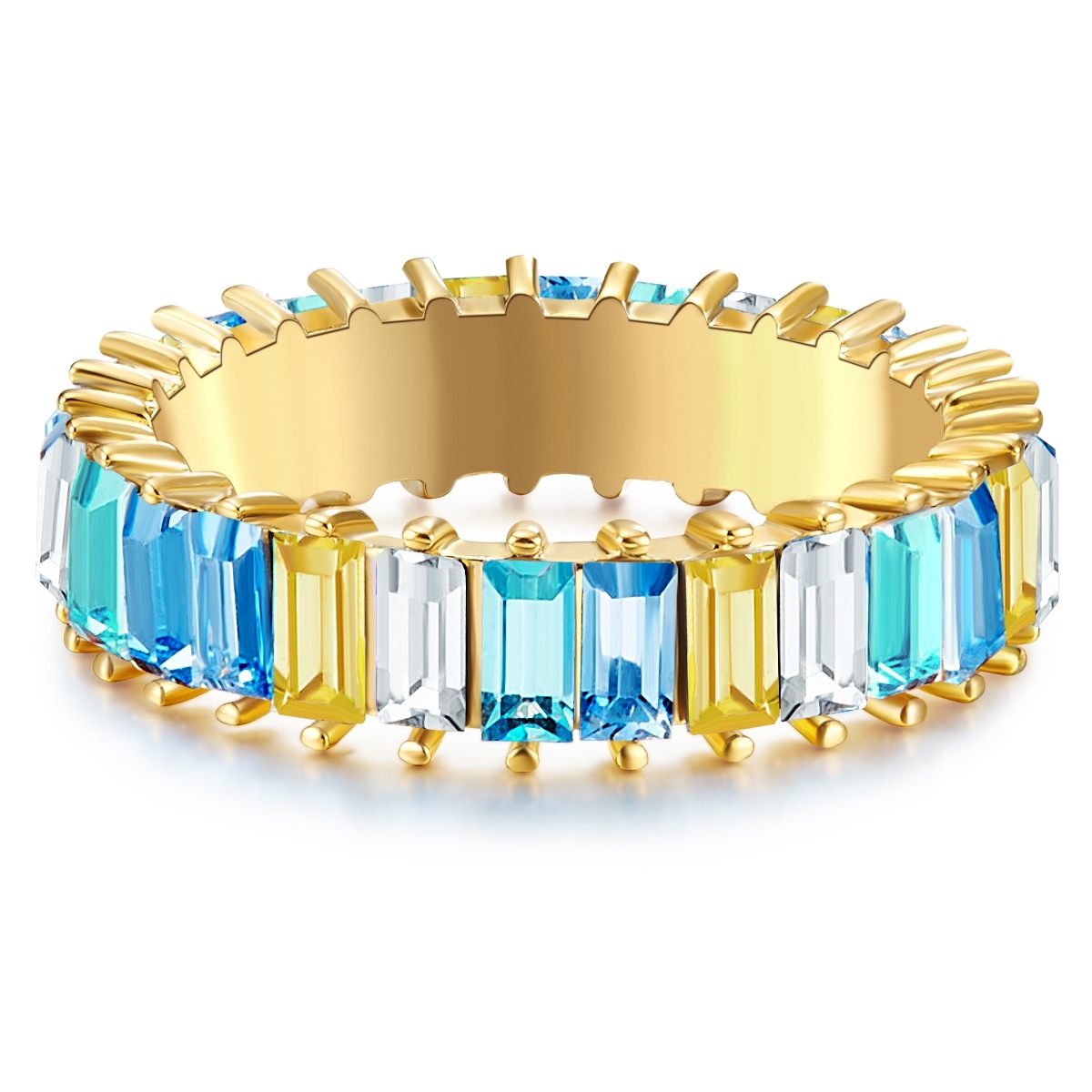 Fingerring YOKOAMII "Y109" Gr. 56, gelb (gelbgold), Fingerringe, Damen, 56, 2,6mm, Fingerring, Ring gelbgold Kristall bunt