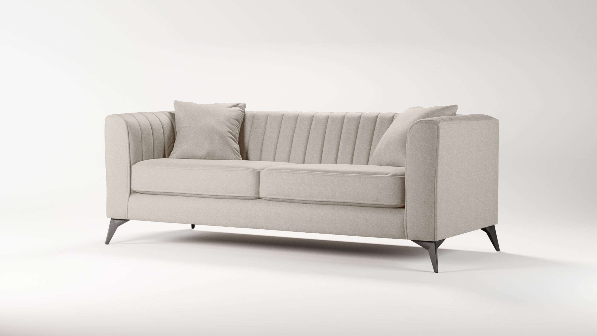 Places of Style 3-Sitzer »MATTHEW elegantes Designsofa, Maße B/T/H: 201/86/74 cm«, feine Steppung im Rückenbereich, lose Sitzkissen, incl. Zierkissen