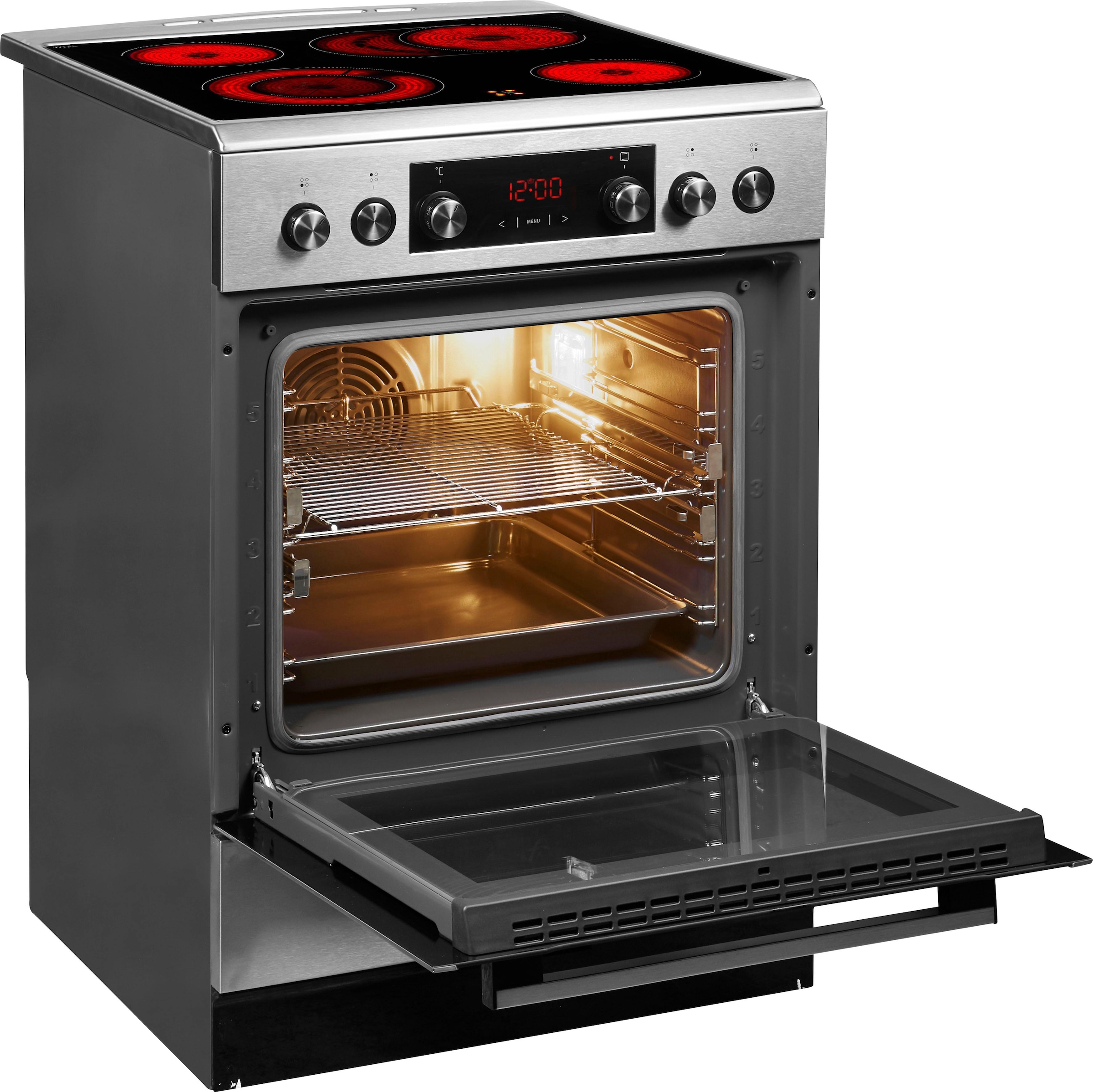 Amica Elektro-Standherd »SHC 914 100 E«, mit 2-fach-Teleskopauszug, Steam Clean, softClose