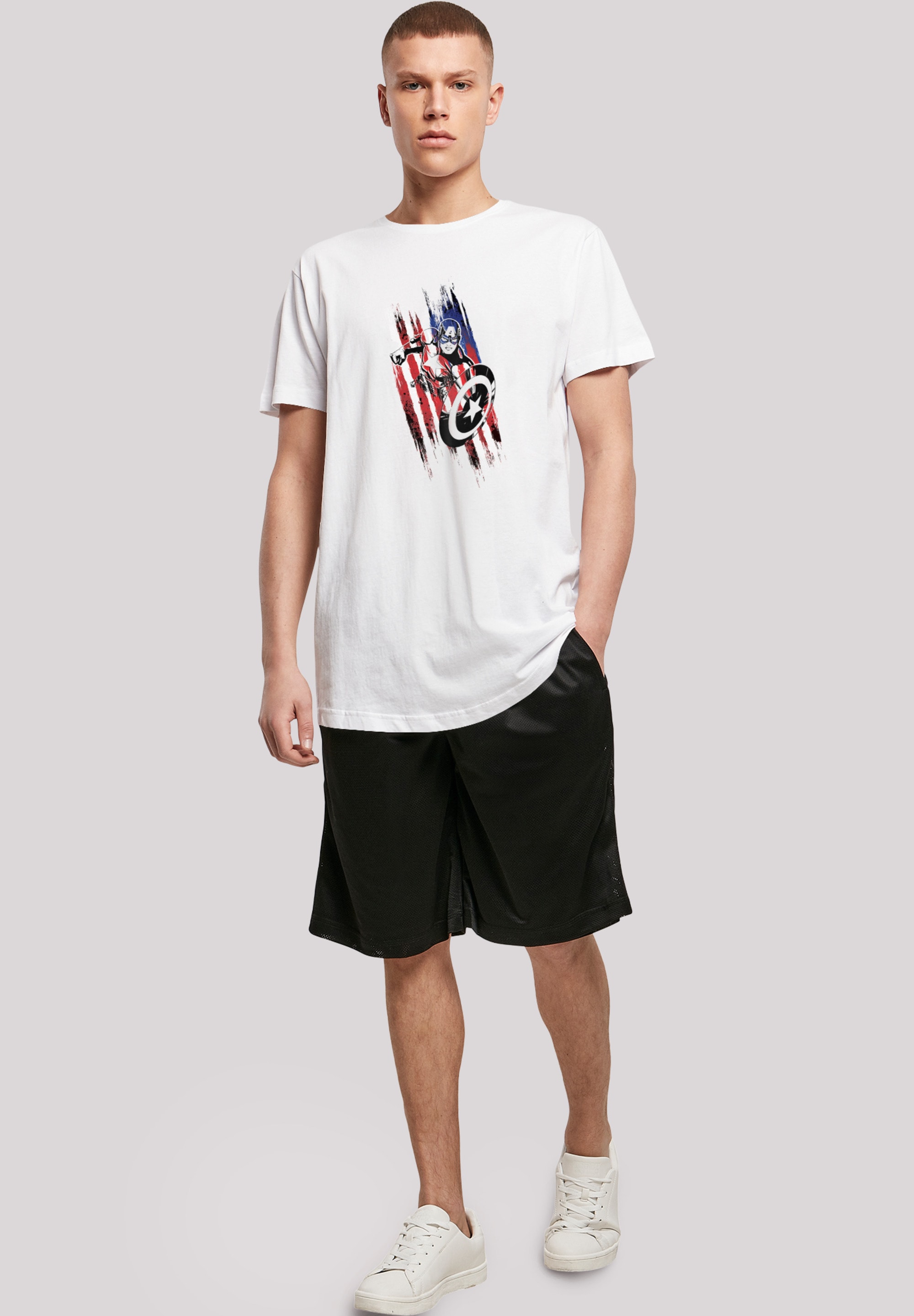 F4NT4STIC T-Shirt »Marvel Avengers Captain America Streaks«, Herren,Premium Merch,Lang,Longshirt,Logo Print