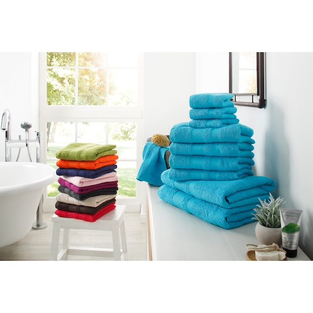 my home Handtuch Set »Vanessa«, Set, 10 tlg., Walkfrottee, Handtücher mit  Bordüre, einfarbiges Handtuch-Set aus 100% Baumwolle kaufen | BAUR