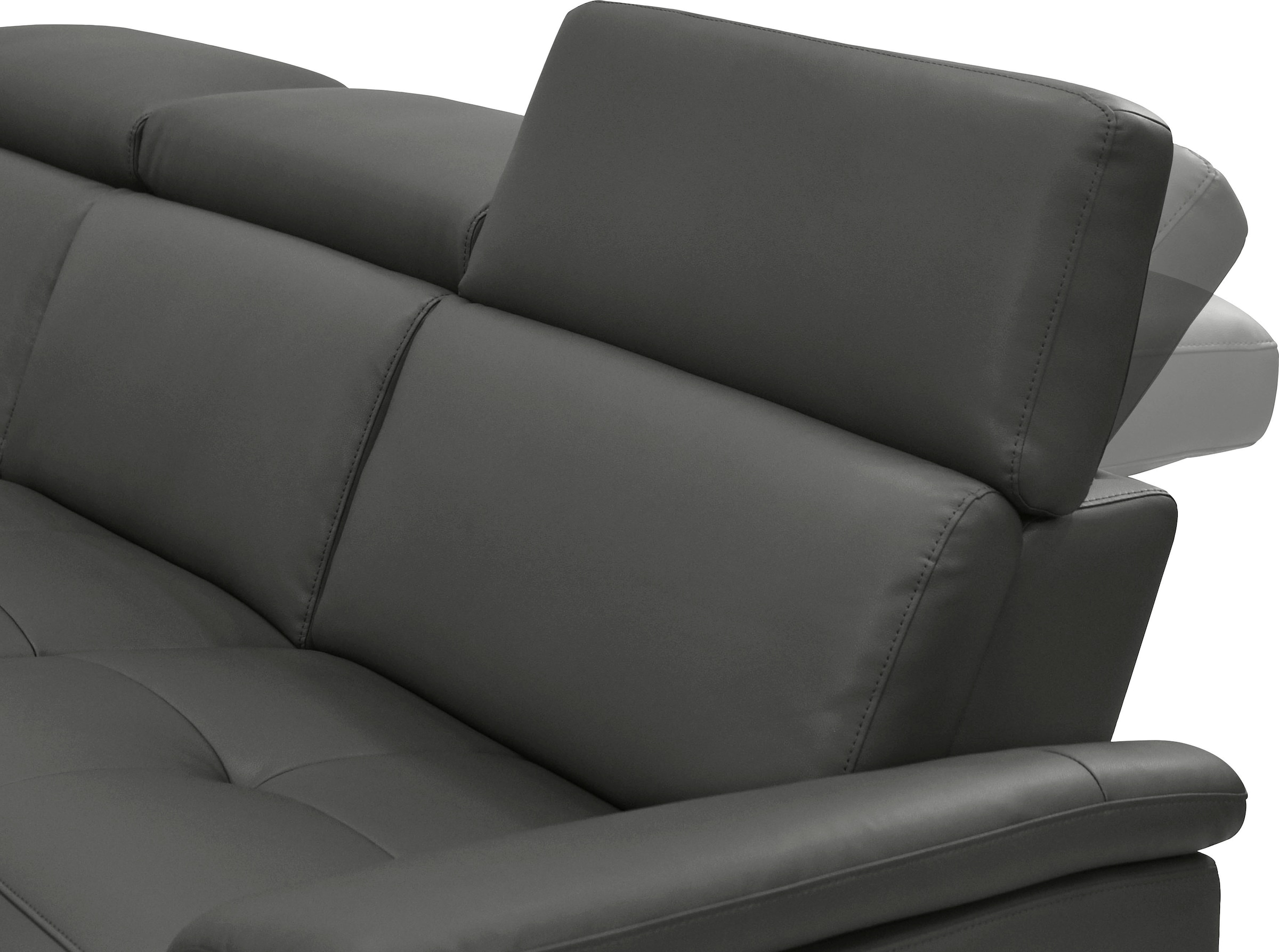 Places of Style Ecksofa »Pareli, L-Form, 259cm,m. Recamiere, Echtleder, Kunstleder, Webstoff«, man. o. elektr. Relaxfunktion, USB/Kopfteilverstellg u. LED
