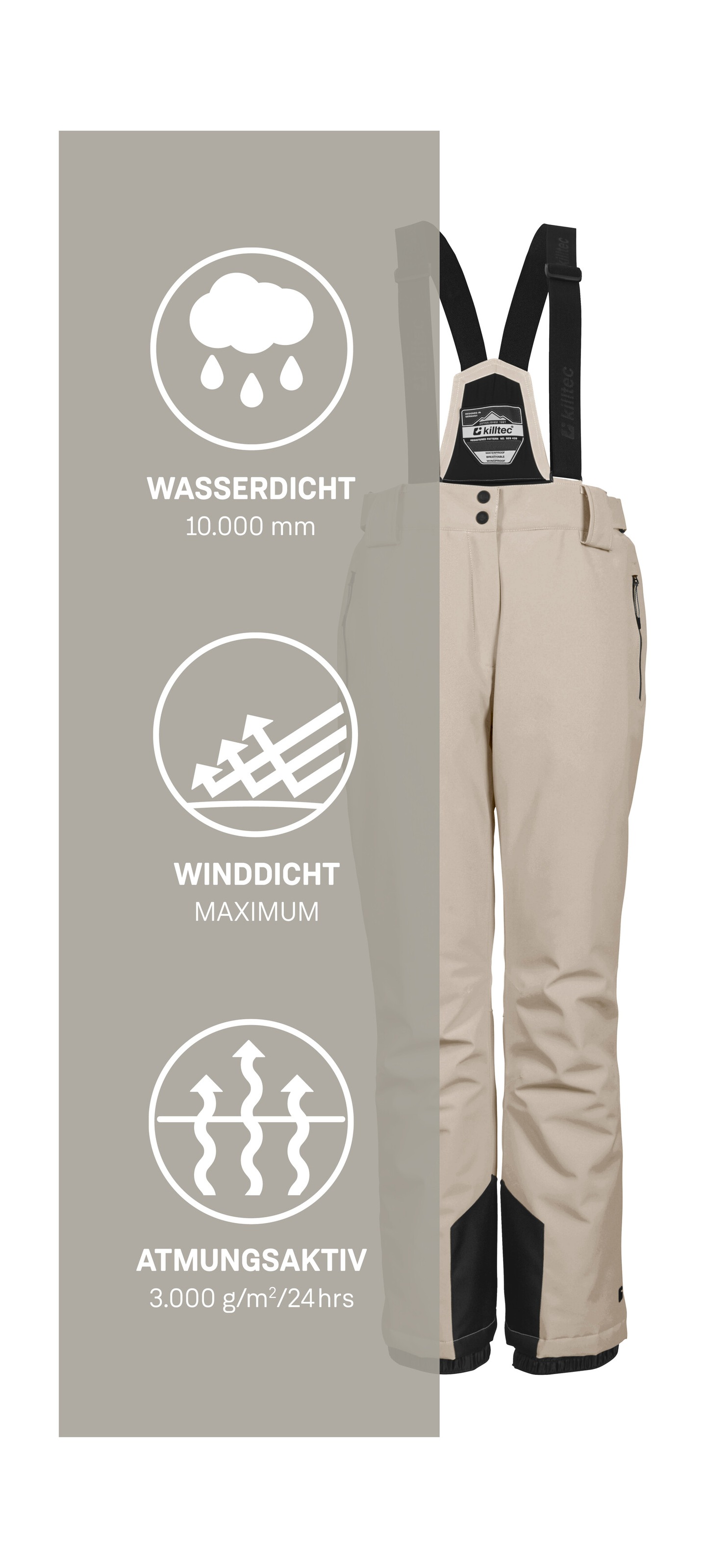 Killtec Skihose »KSW 249 WMN SKI PNTS_ERIELLE«, Wind- und wasserdicht, verstellbare Träger, PFAs-frei imprägniert