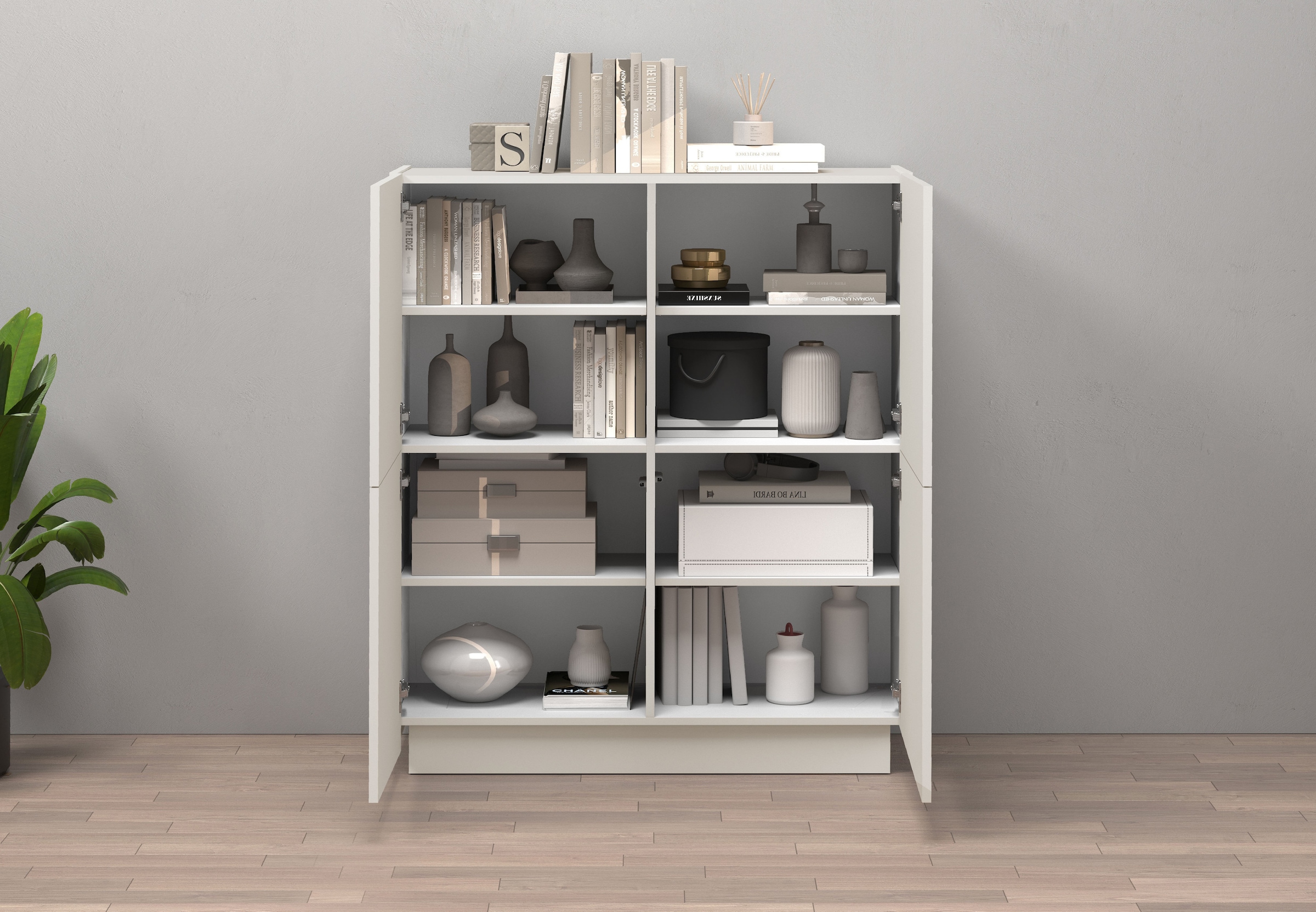 INOSIGN Highboard »VELA, Highboard, Höhe 120 cm,Design mit schrägen Türen«, (1 St.), Made in Italy, Maße-B/T/H: 100x35x120,hohes Sideboard,Anrichte,Kommode