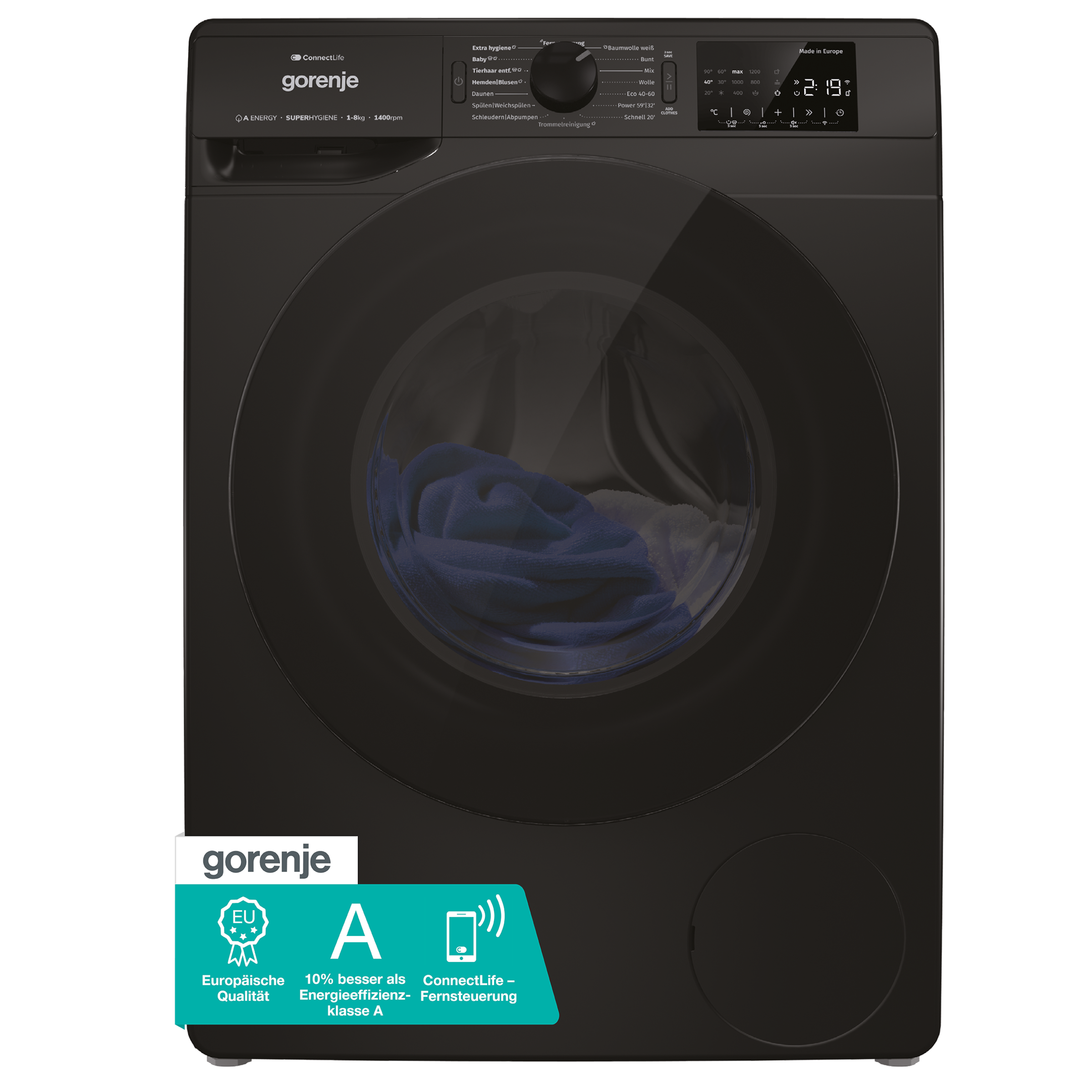 GORENJE Waschmaschine »WPNEI84A1DTSB«, 8 kg, 1400 U/min, Energieklasse A-10%