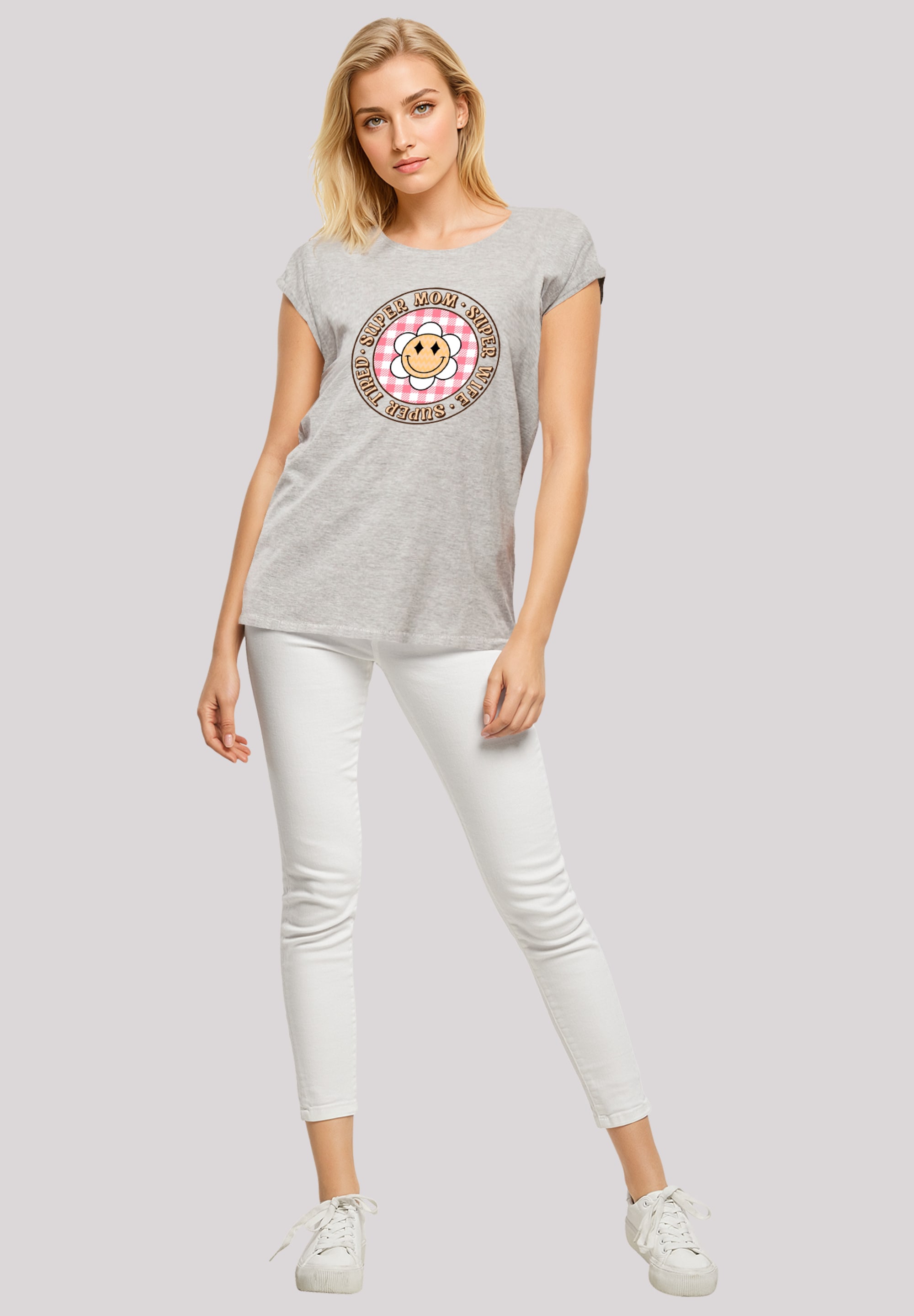 F4NT4STIC T-Shirt »Muttertag super müde Mama Retro Blumen«, Premium Qualität