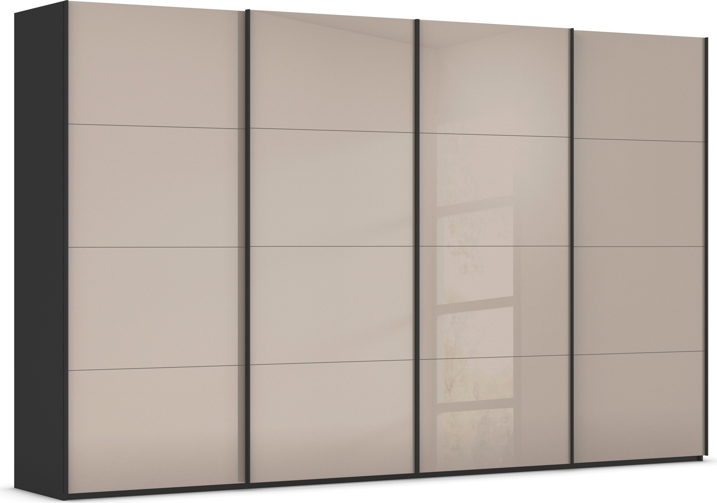 rauch Schwebetürenschrank "Kleiderschrank Schrank Garderobe Schlafzimmerschrank SCALE-FYRA" edle viergeteilte Türen mit Glas-Front viele Farben MADE IN GERMANY