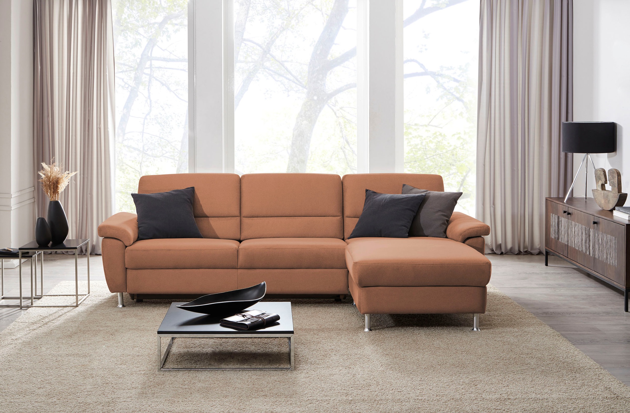 CALIZZA INTERIORS Ecksofa »Onyx L-Form«, Recamiere links oder rechts, wahlweise mit Bettfunktion, Breite 270 cm