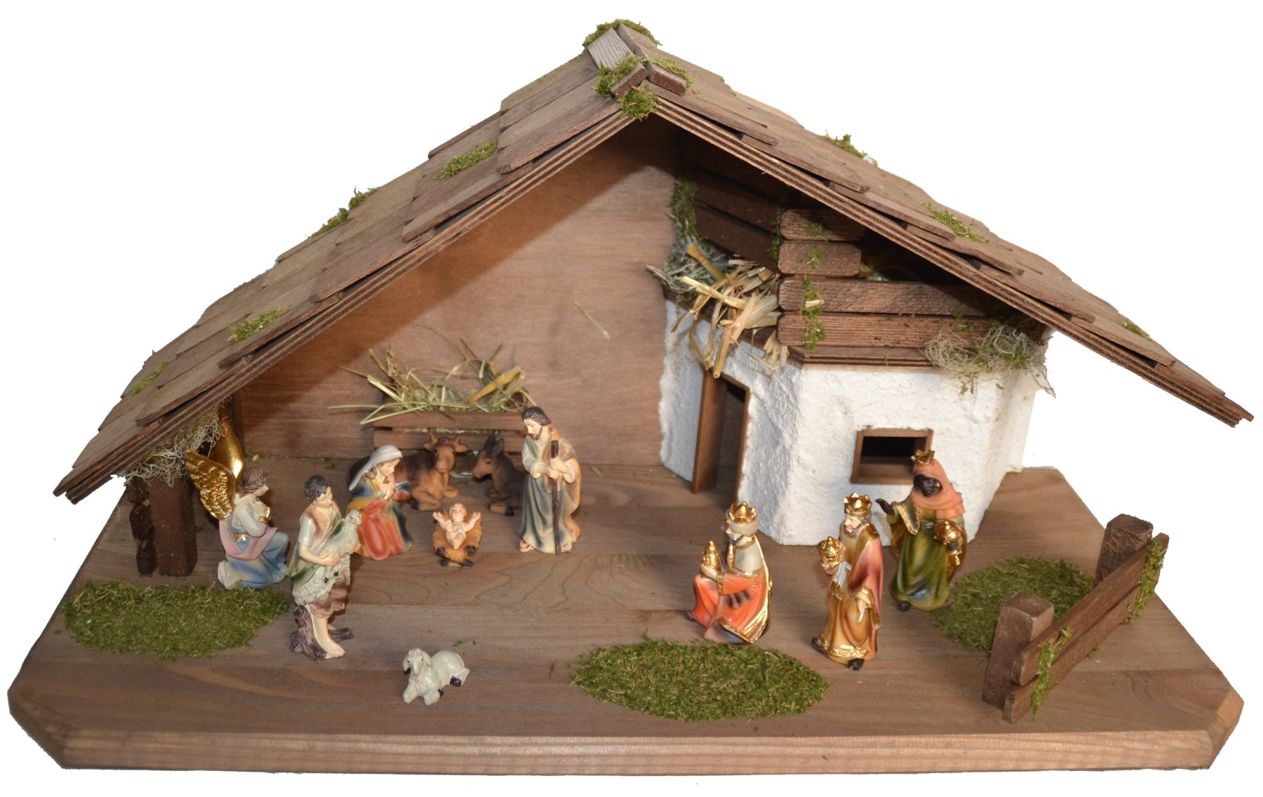 Alfred Kolbe Krippe "Krippenstall" mit 9 cm Poly-Figuren 11tlg. günstig online kaufen