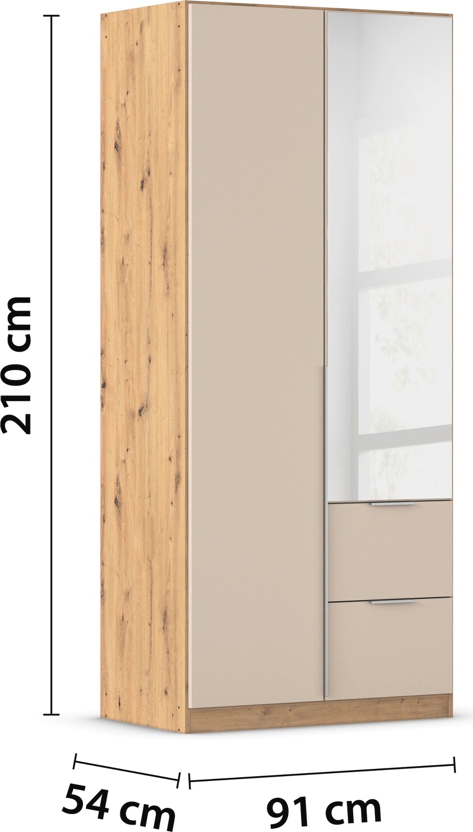 rauch Drehtürenschrank »Kleiderschrank Schrank Garderobe AGORDO mit Dekor- oder Hochglanzfront«, (in zwei Griff-Farben, Breiten 91-360 cm), mit Außenschubkästen, in 7 Breiten und 2 Höhen MADE IN GERMANY