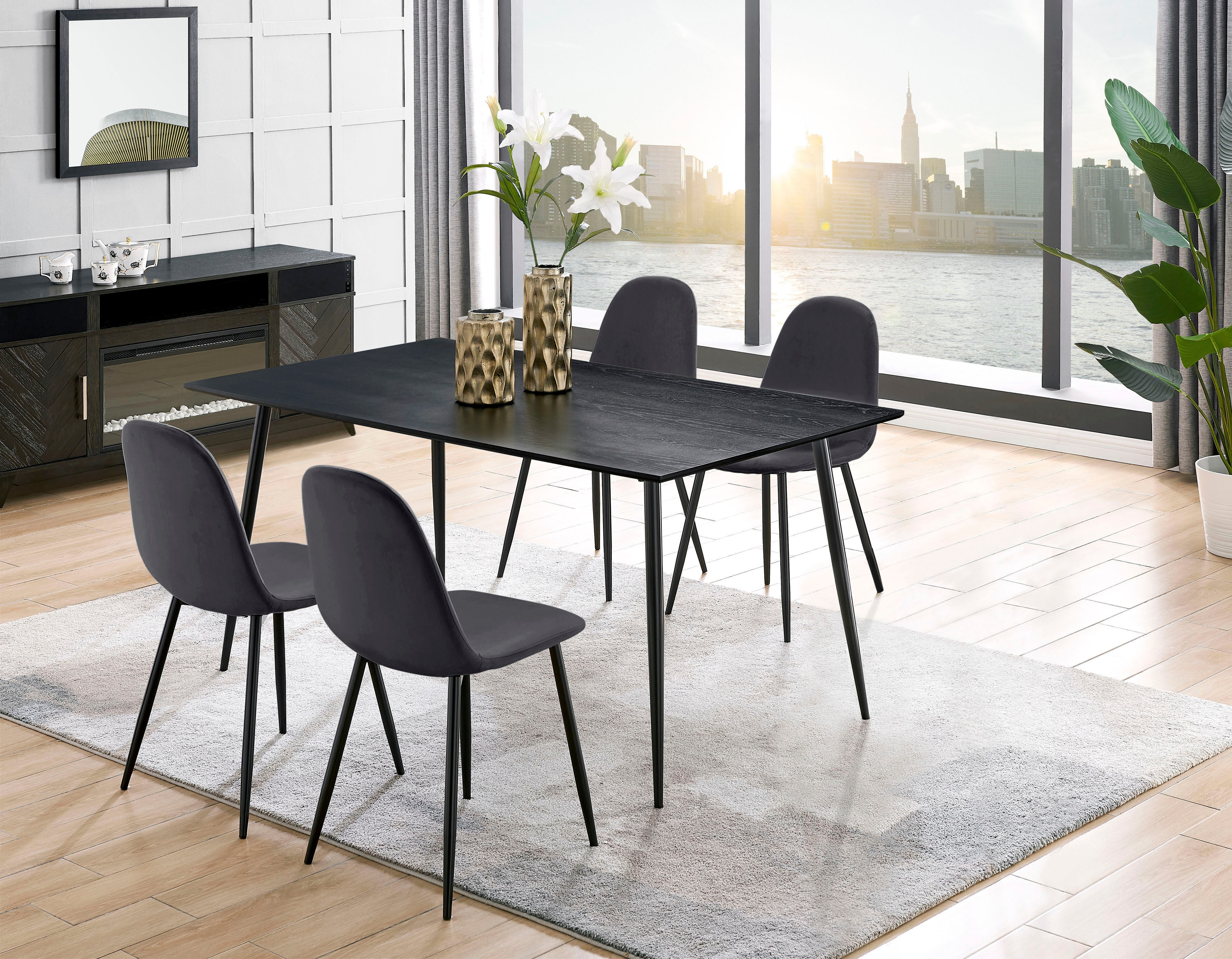 OTTO home Essgruppe "Eadwine, Tisch plus 4 Stühle, Sitzgruppe" Esstisch plus 4 Esszimmerstühle, 5 Stk. tlg.