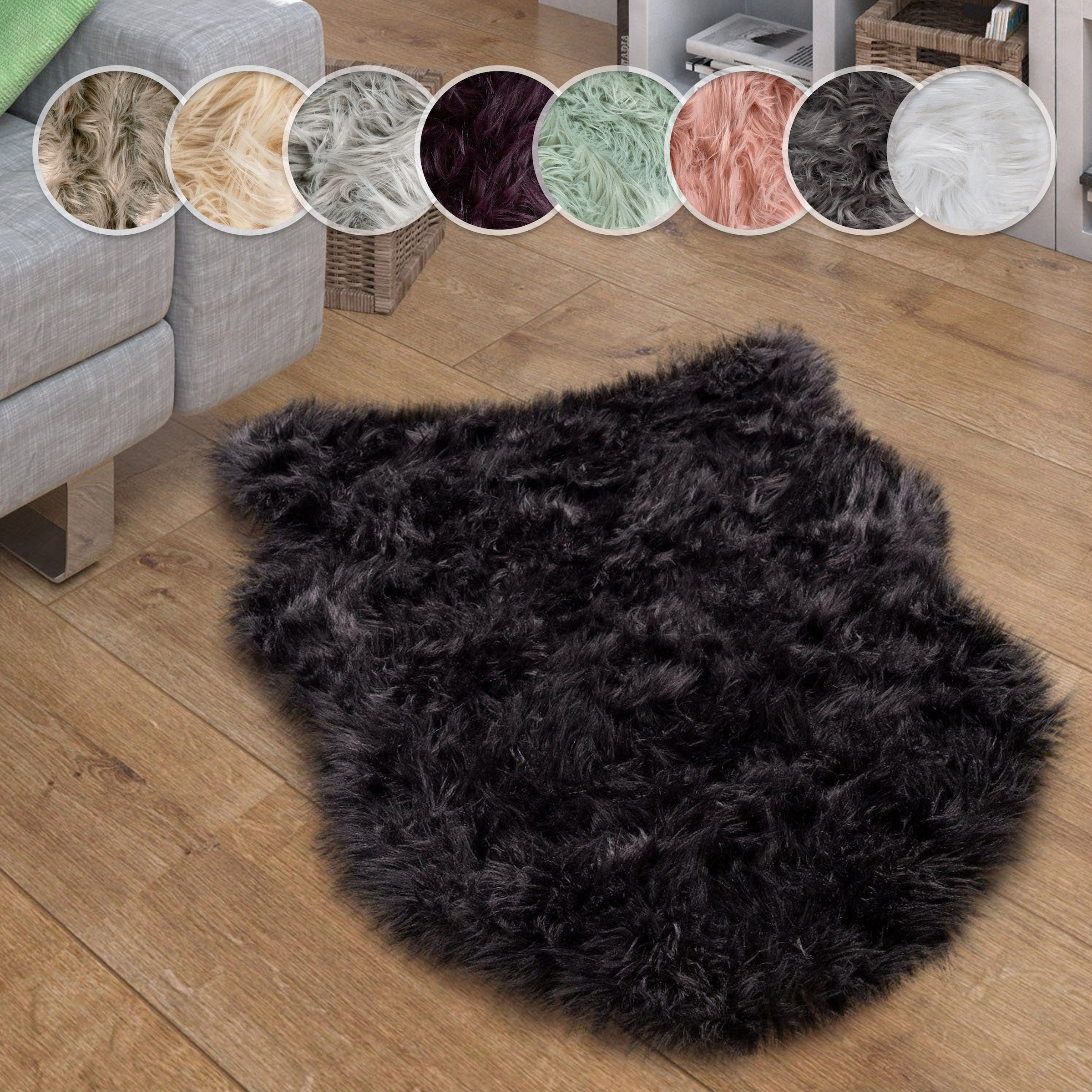 Paco Home Fellteppich "Playa 960" fellförmig 64 mm Höhe Kunstfell, Flokati- günstig online kaufen