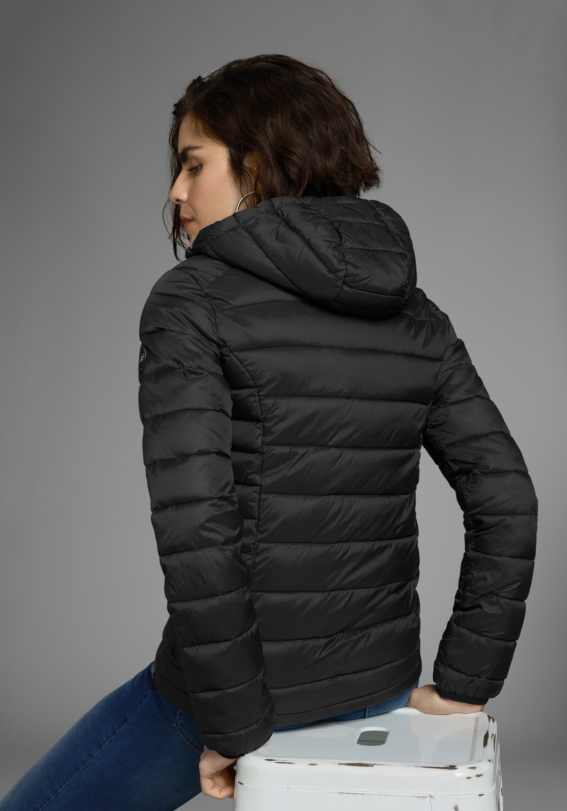 Polarino Steppjacke, mit Kapuze, für kühle Tage, aus leichtem Webmaterial, günstig online kaufen