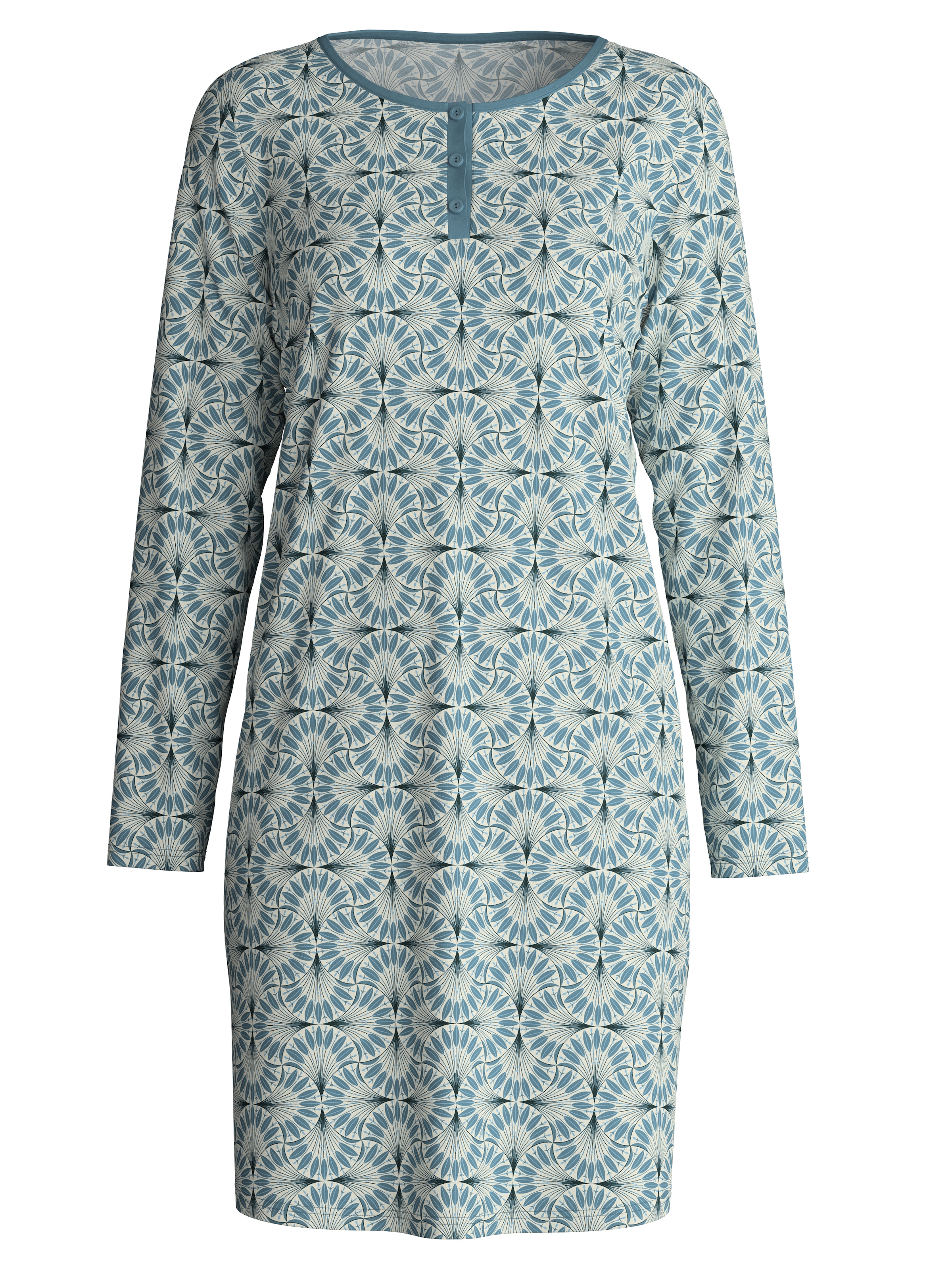 CALIDA Nachthemd »Flower Nights«, Knopfleiste, Rundhals-Ausschnitt, Langarm, Pure Cotton