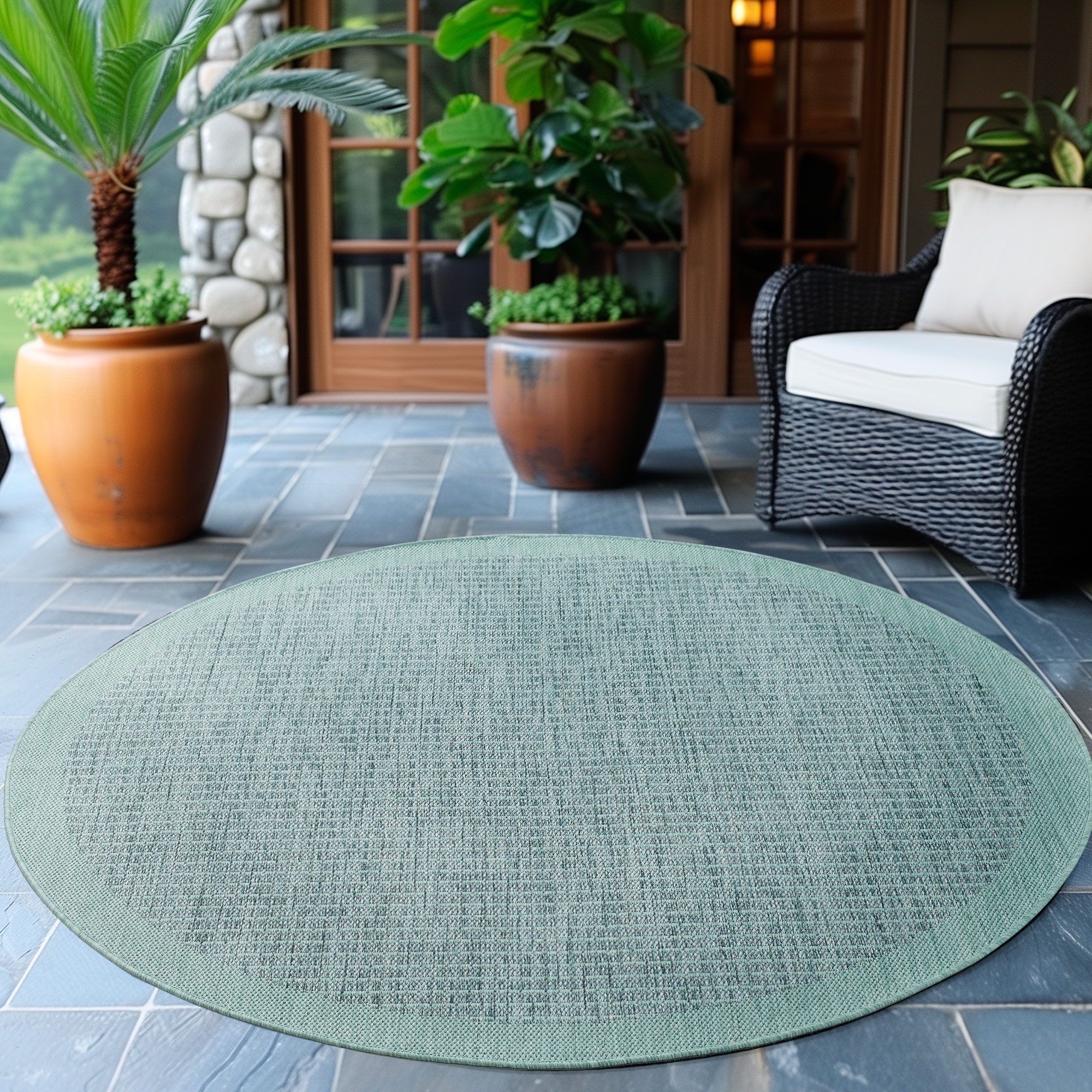 Ayyildiz Teppiche 1100000002199 "GIZA 1410, auch als Läufer und Rund" rund 3 mm Höhe Läufer, In- und Outdoor, Wetterfest, Wasserabweisend, robust