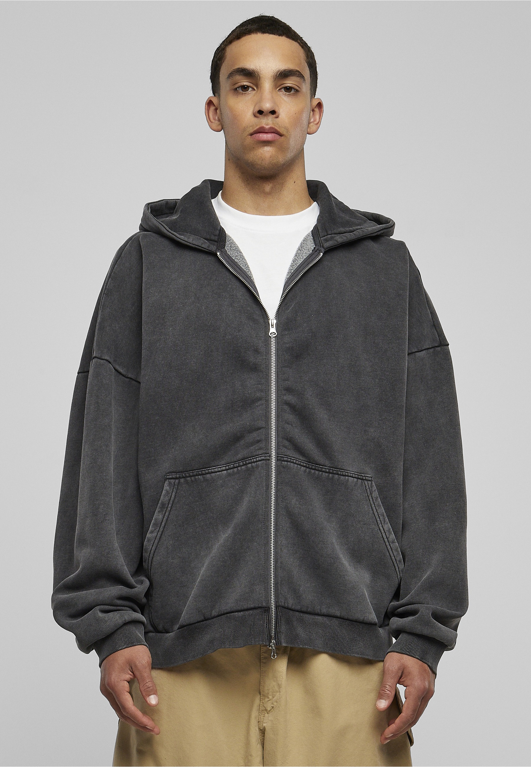 URBAN CLASSICS Neopren-Hoodie »Urban Classics Herren Heavy Stone Washed 90's Zip Hoodie« 1 Stk.