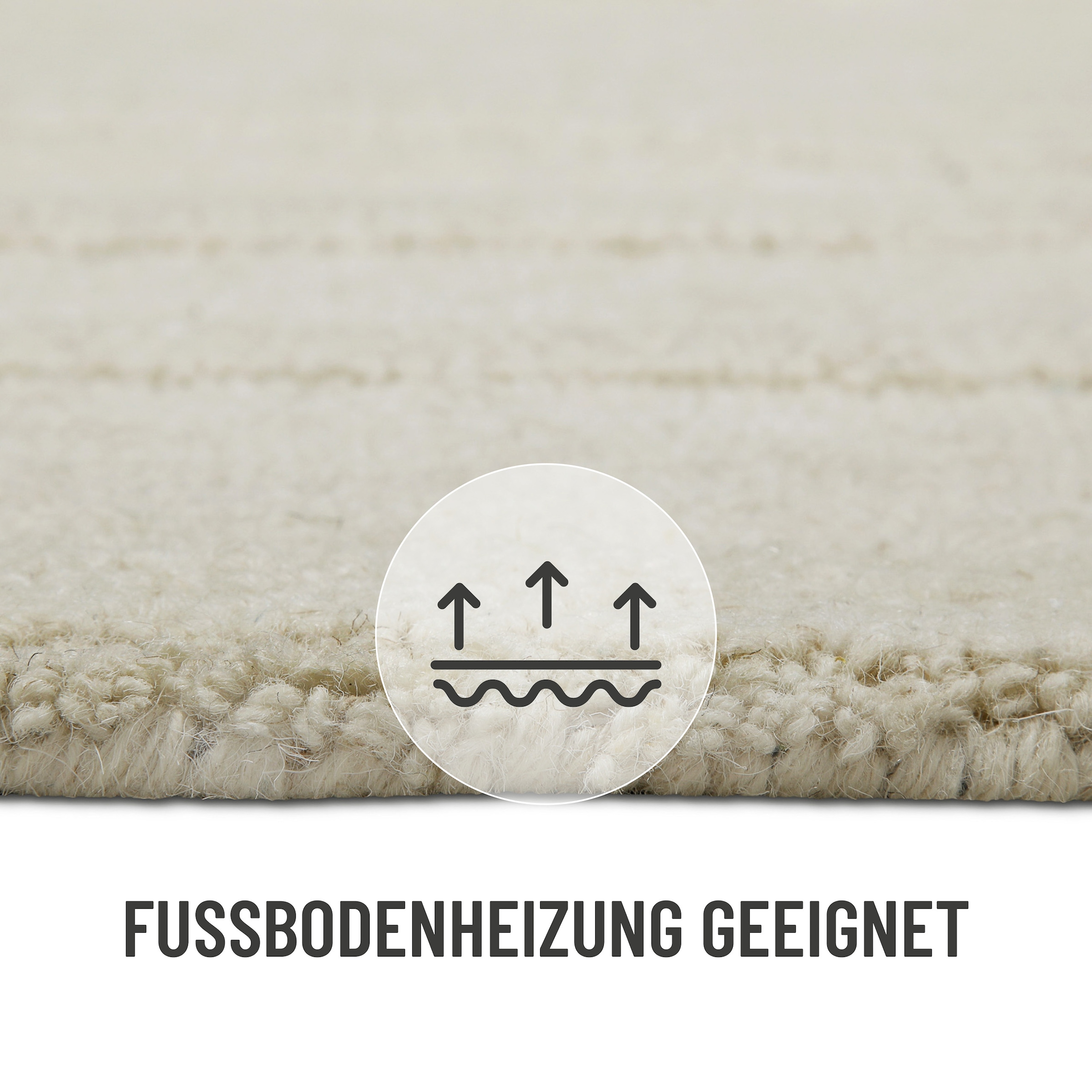 Wecon home Wollteppich »Hamptons TWENTY«, rund, 15 mm Höhe, Schurwolle, Kurzflor, Wohn- & Schlafzimmer, elegant, Streifen-Muster