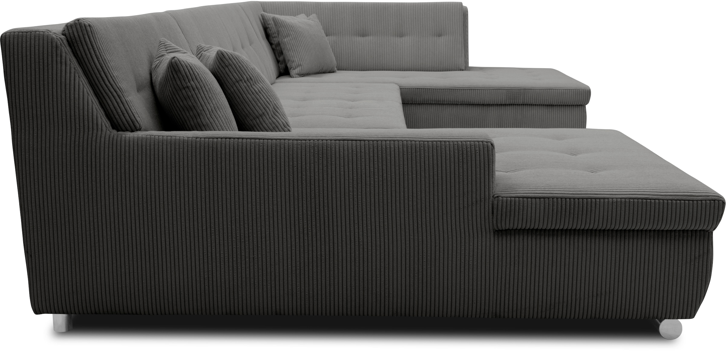 DOMO collection Wohnlandschaft »Treviso incl. Zierkissen, moderne Steppung, XXL: B/T/H: 364/201/83 cm«, wahlweise mit Bettfunktion, in vielen Bezugsarten auch in Cord U-Form