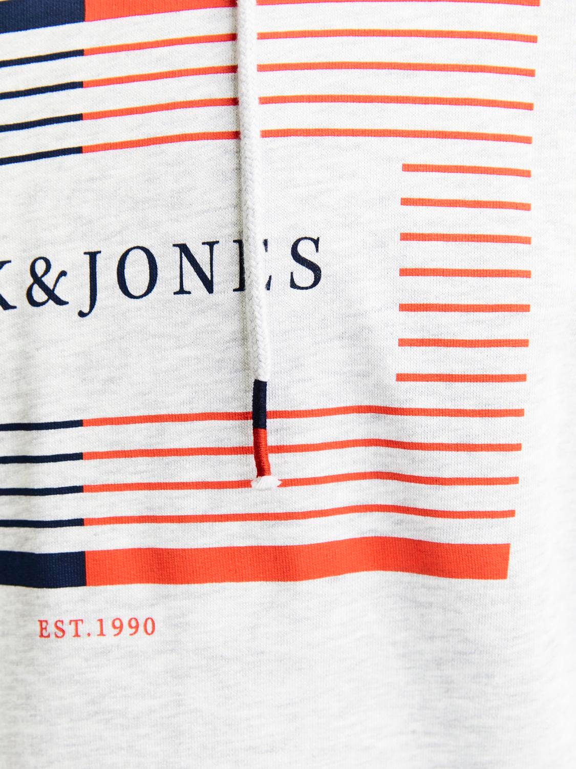 Jack & Jones Hoodie »JJCYRUS SWEAT HOOD: Komfortable Baumwollmischung mit coolem Gummidruck«, (Lässiger Hoodie: Basic Schnitt & peppiger Aufdruck), Vielseitiges Sweatshirt: Angenehme Sweatware