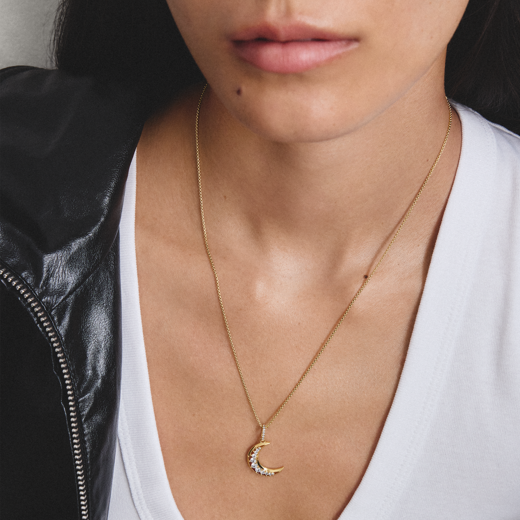THOMAS SABO Kettenanhänger »Midnight Sky Anhänger Mond«  mit Zirkonia (synth.)