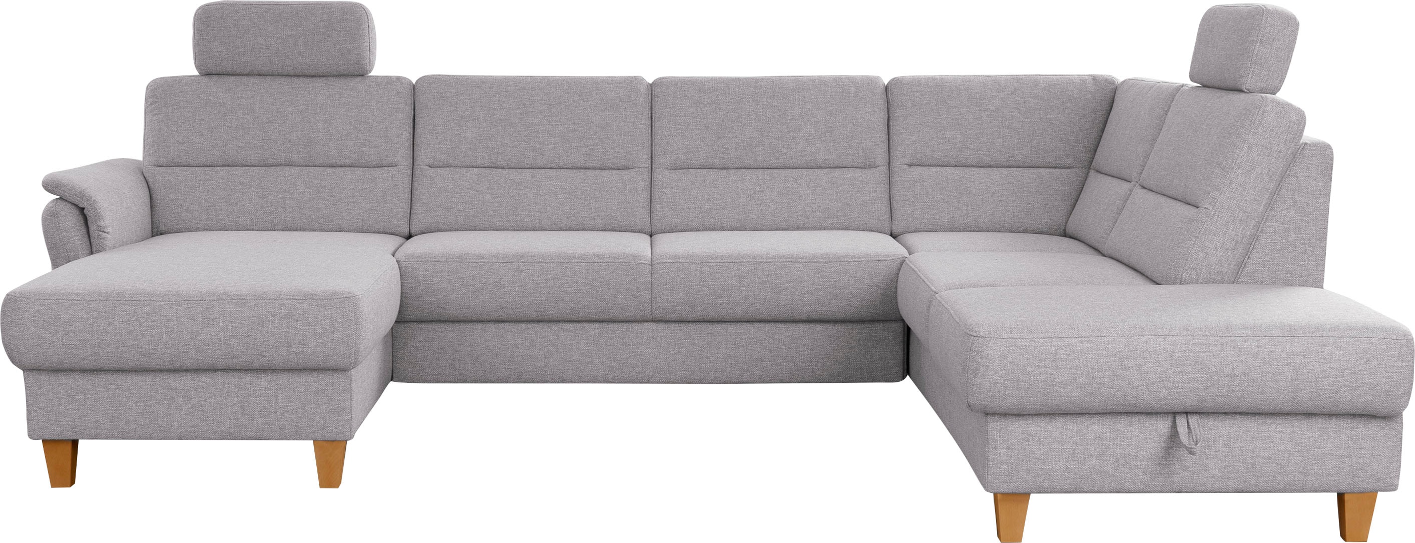 Home affaire Wohnlandschaft "Palmera U-Form, B: 308 cm, große Stoff + Leder Auswahl" mit Schlaffunktion, optional Bettkasten, Federkern, XXL-Wohnlandschaft