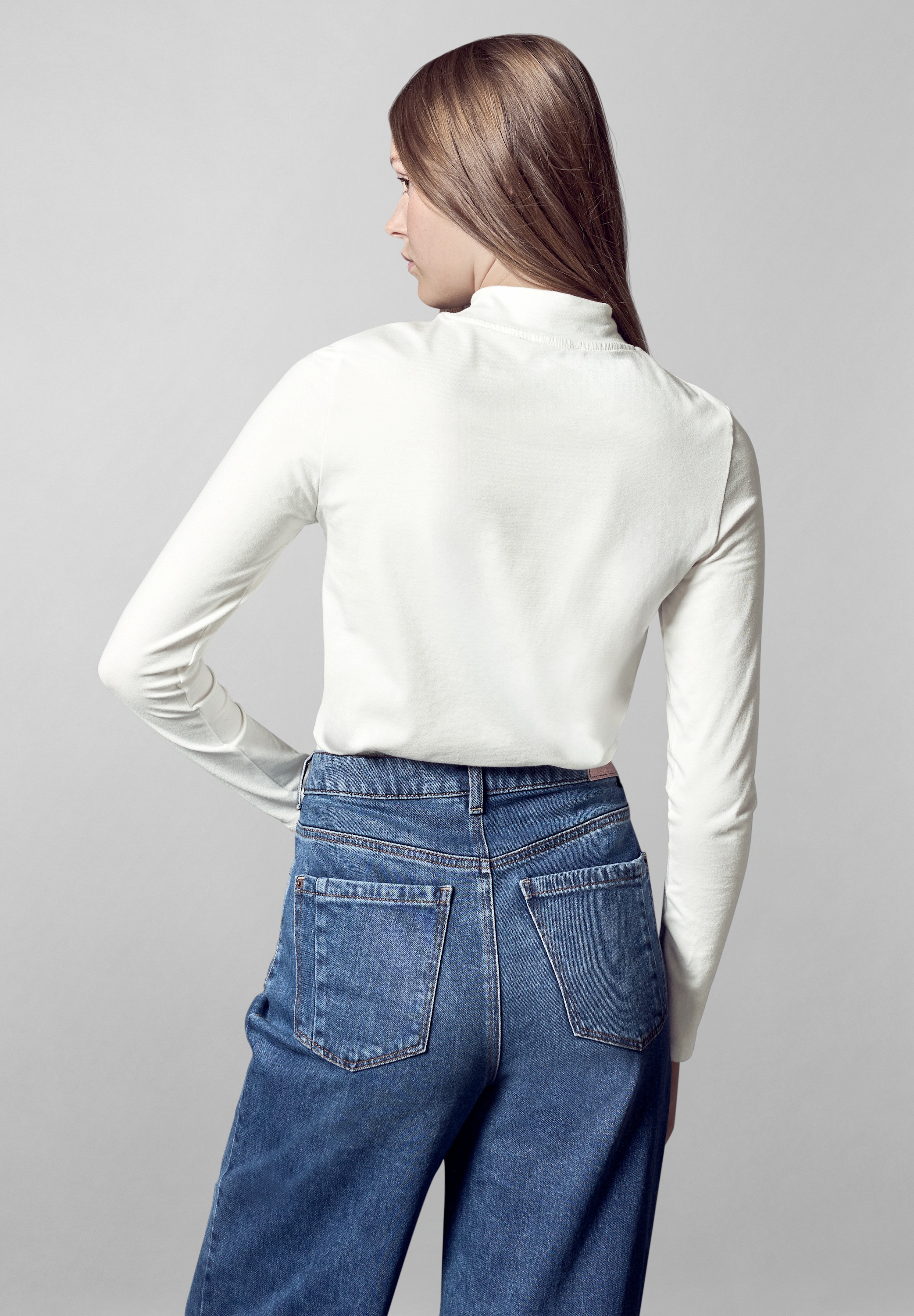 STREET ONE STUDIO Langarmshirt, aus Baumwolle mit Stretchante