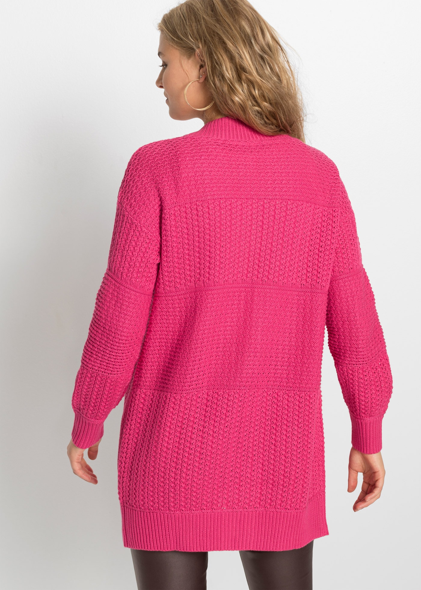 bonprix Longstrickjacke "Longstrickjacke" mit Strickmuster, lockere Passform, Loose Fit, casual Stil