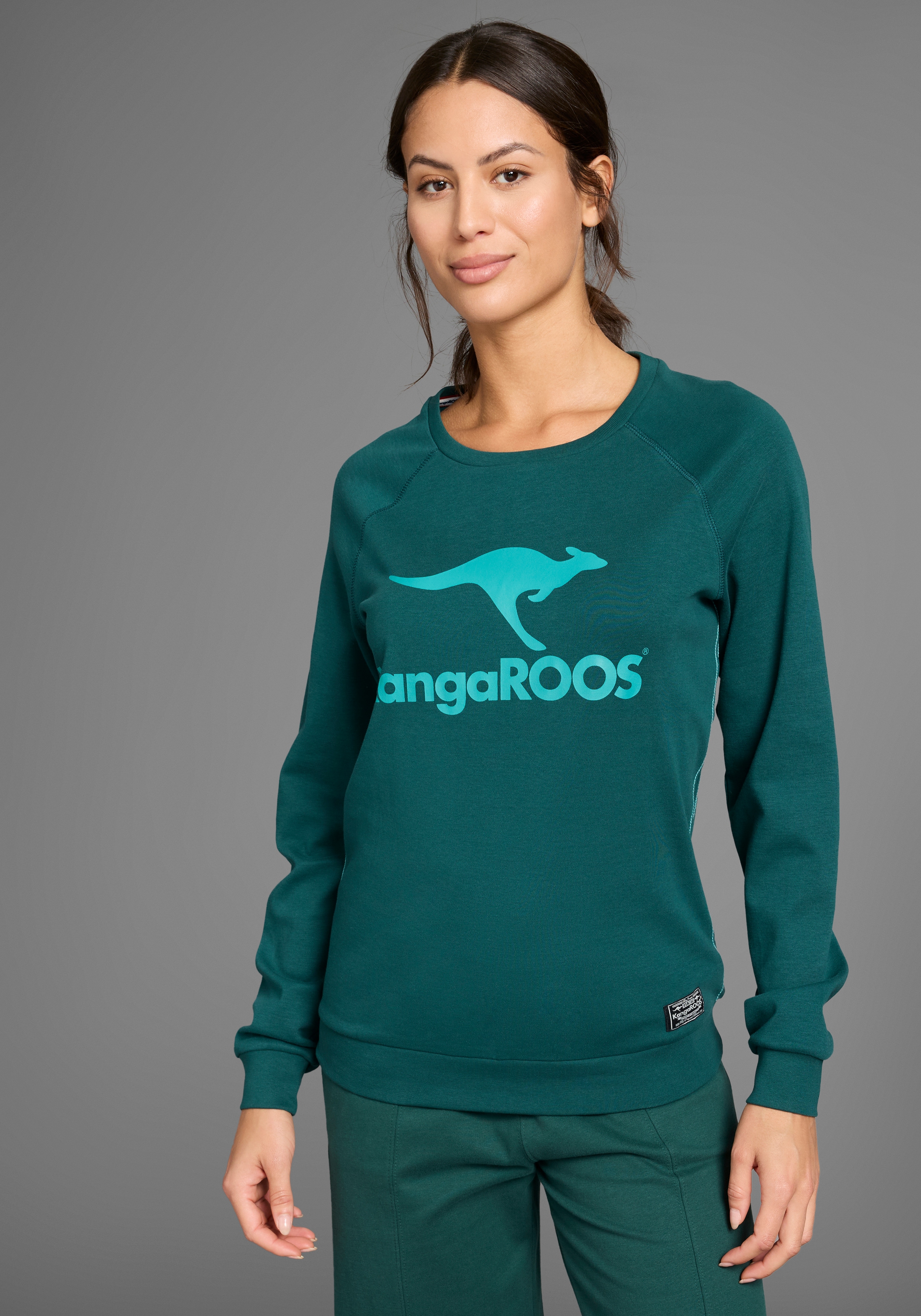 KangaROOS Sweatshirt, mit Rundhalsausschnitt, Langarm, aus Baumwolle, bequeme Passform