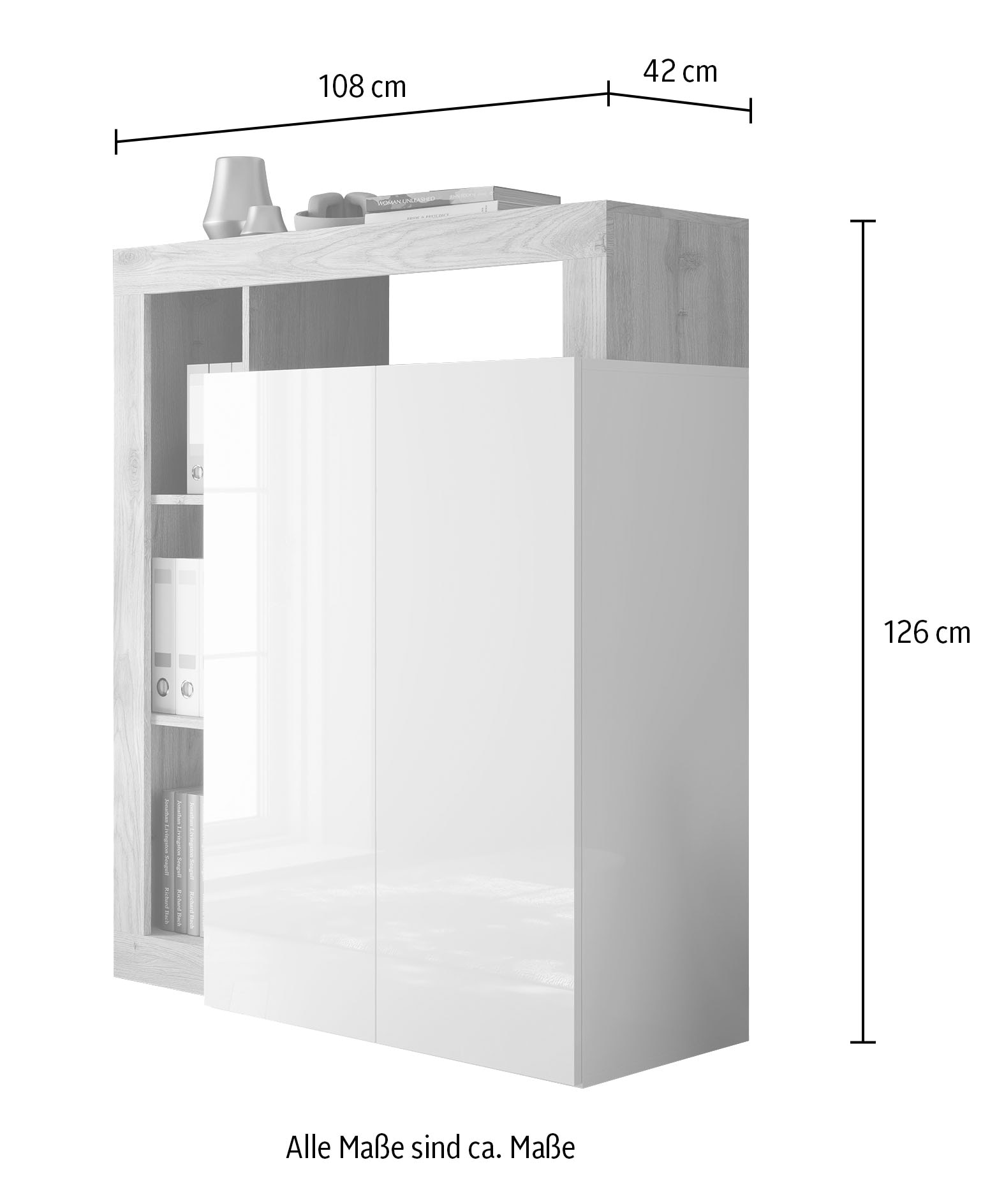 INOSIGN Sekretär »Hamburg Breite 108 cm, Höhe 126 cm, 2 Türen, PC-Schrank, Home-Office,«, dekorativer Rahmen, Tastaturauszug, Stauraum, Multifunktional