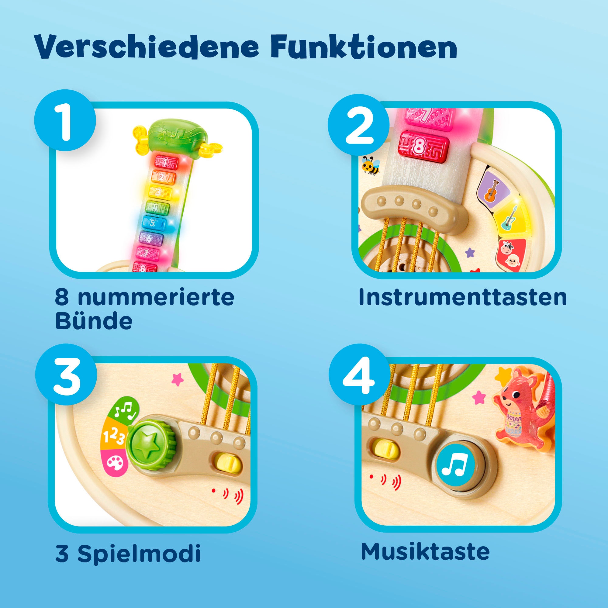 Vtech® Spiel-Gitarre »Interaktive Holz-Gitarre« mit Licht und Sound