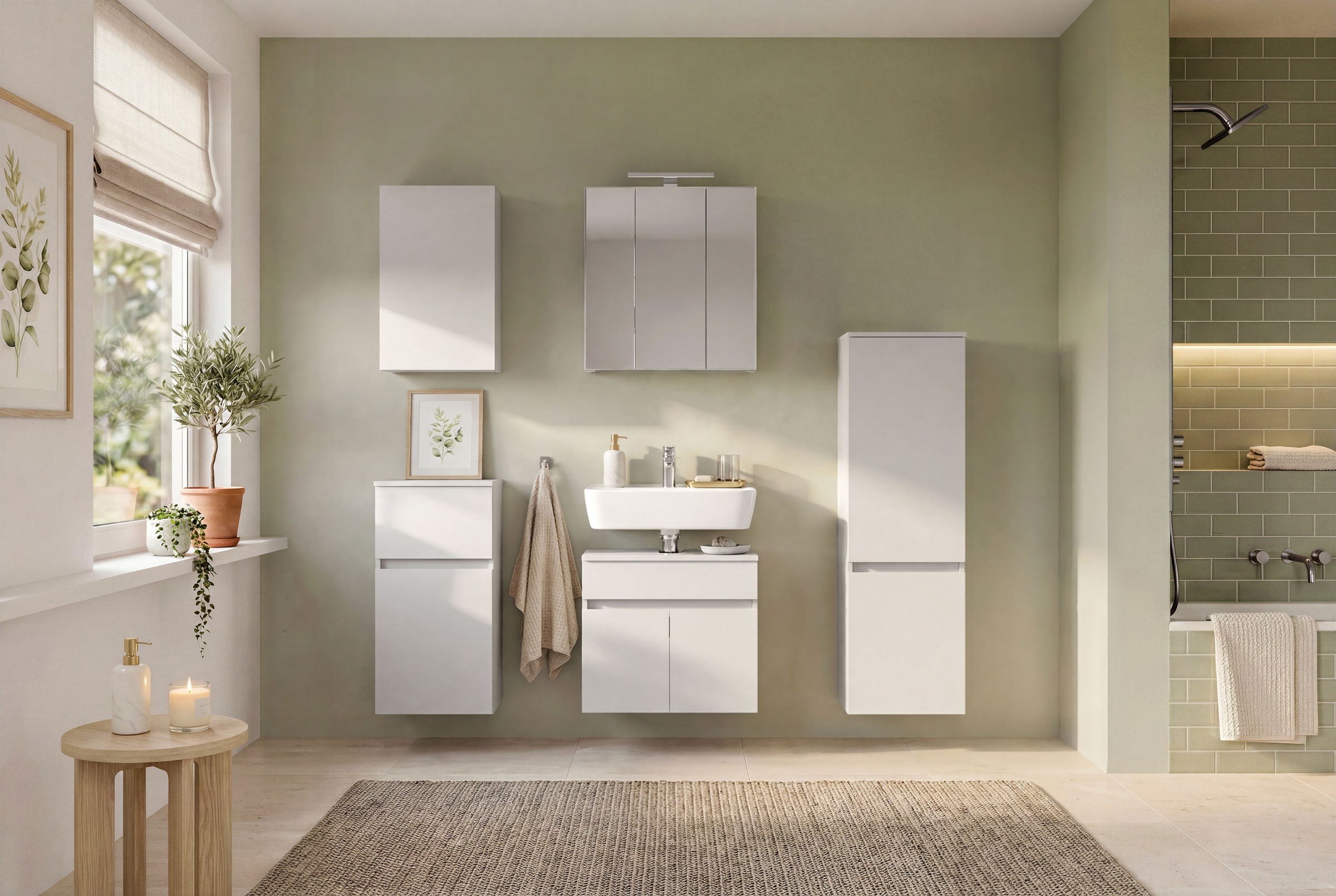 OTTO home Spiegelschrank »BOZEN, 3D-Spiegelschrank 60 cm« Inklusive LED-Aufbauleuchte, Steckdose und Schalter