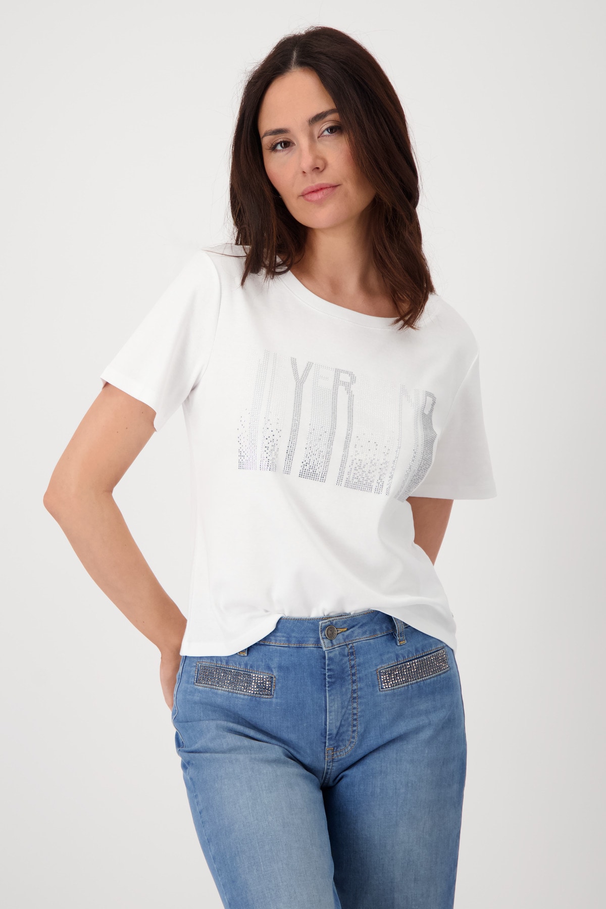 Monari Rundhalsshirt, mit Glitzersteinchen günstig online kaufen
