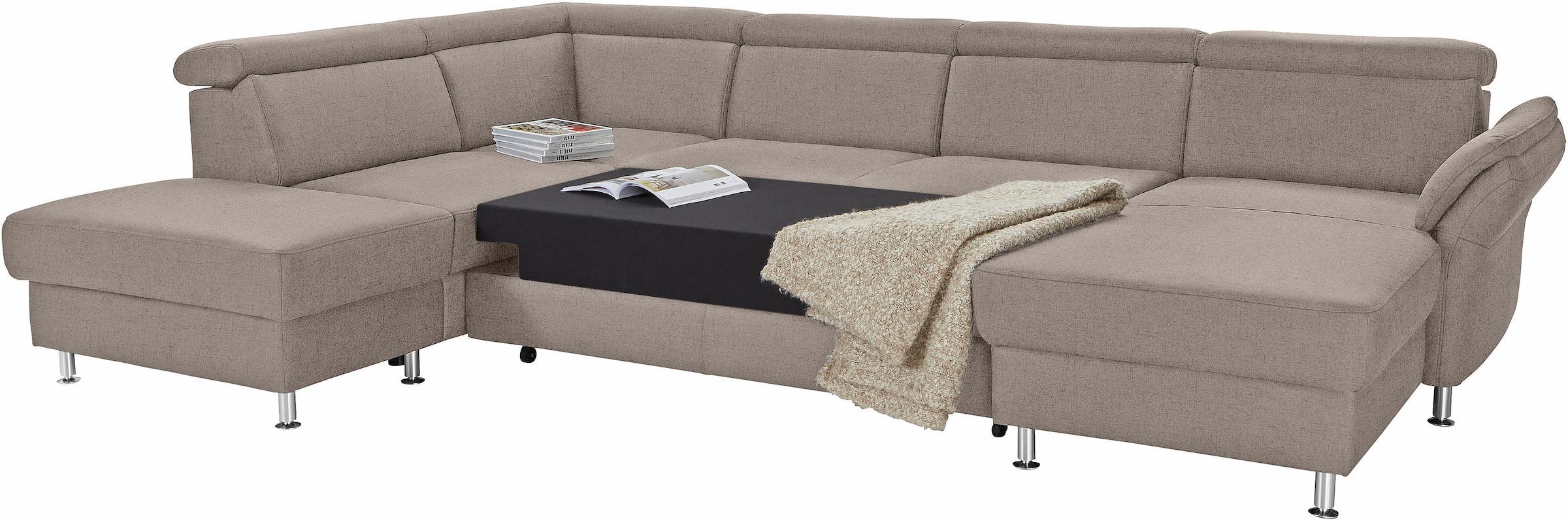 sit&more Wohnlandschaft »Avignon U-Form«, wahlweise mit Bettfunktion und Stauraum, inklusive Kopfteilverstellung