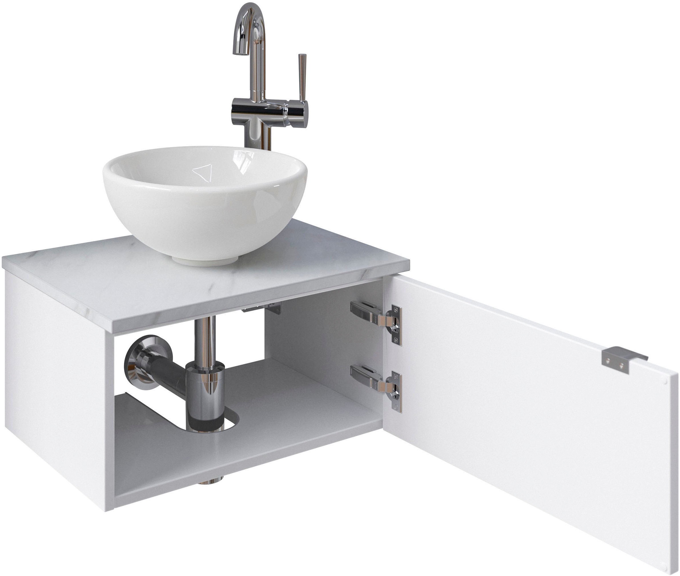 Saphir Waschtisch »Serie 6915 Waschschale mit Unterschrank für Gästebad, Gäste WC«, 51 cm breit, 1 Tür, Waschtischplatte, kleine Bäder, ohne Armatur