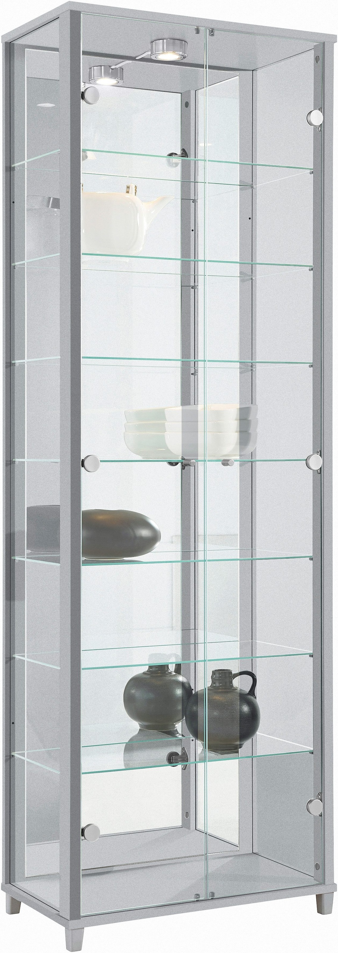 fif möbel Vitrine "OPTIMA", Standvitrine/Glasvitrine 2x Glastür,perfekt für Sammler,Sammlervitrine