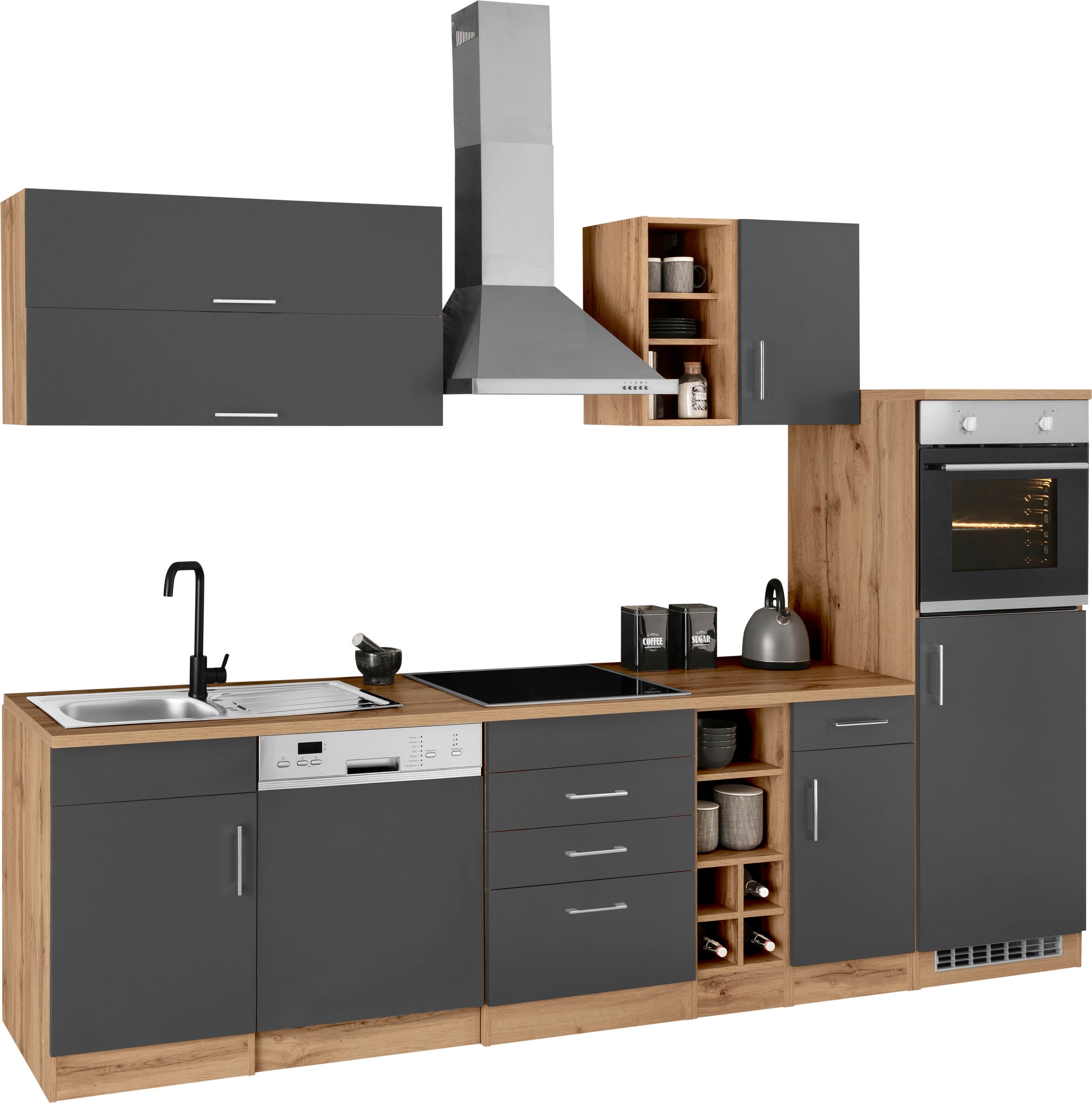 KOCHSTATION Küchenzeile »KS-Colmar«, ohne E-Geräte, Breite 300 cm