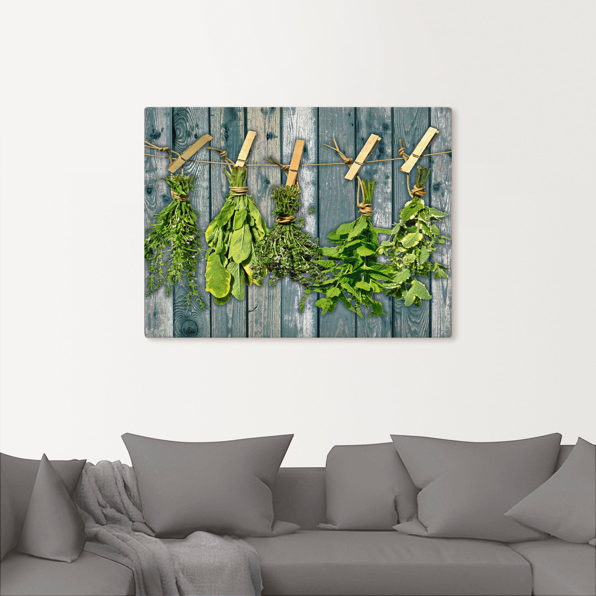 Artland Wandbild »Kräuter mit Holzoptik«, Pflanzen, (1 St.), als Alubild, Outdoorbild, Leinwandbild, Wandaufkleber, versch. Größen
