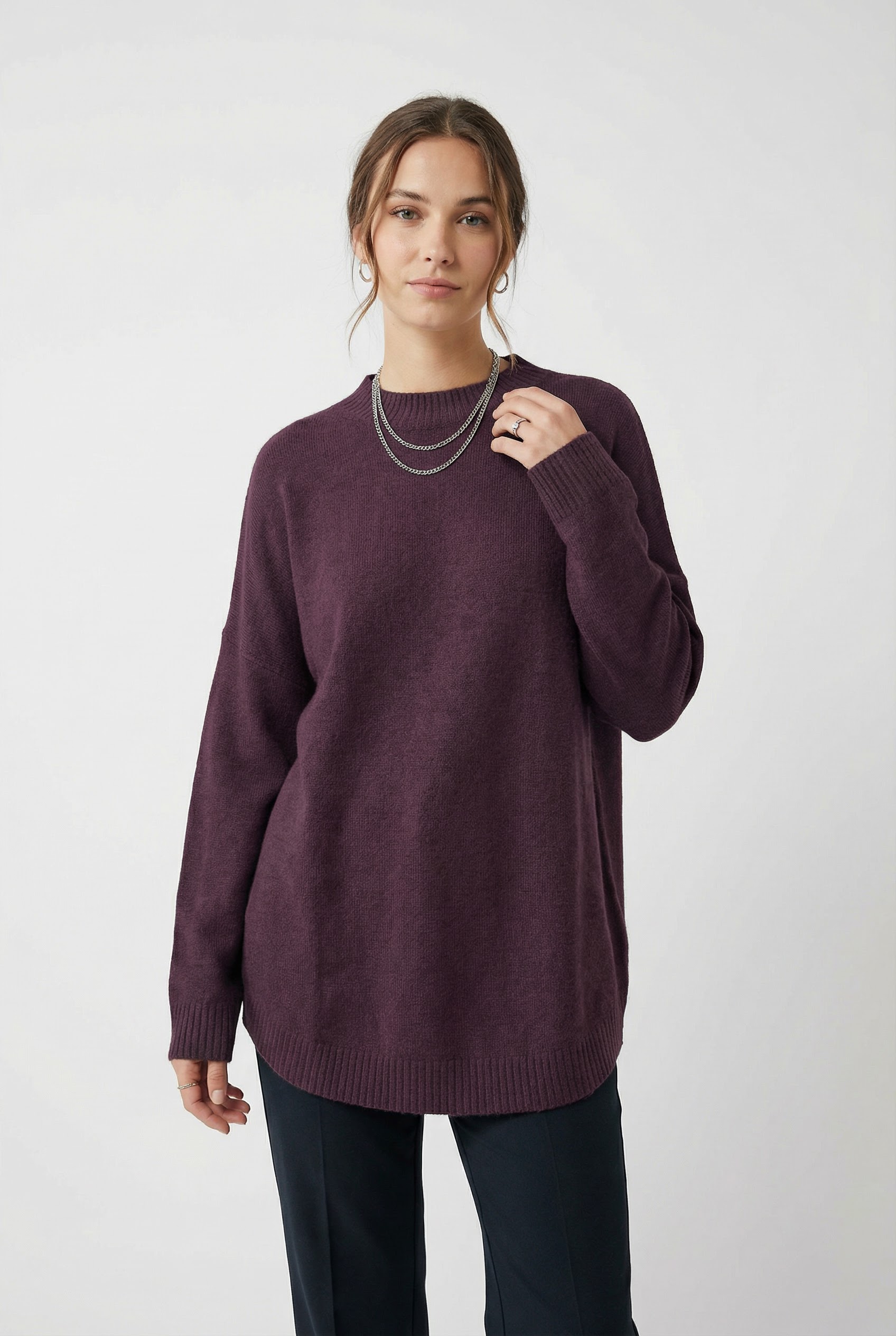 Vero Moda "VMPLAZA LS HIGHNECK LONG PULLOVER GA BOO" Materialmix, loose fit