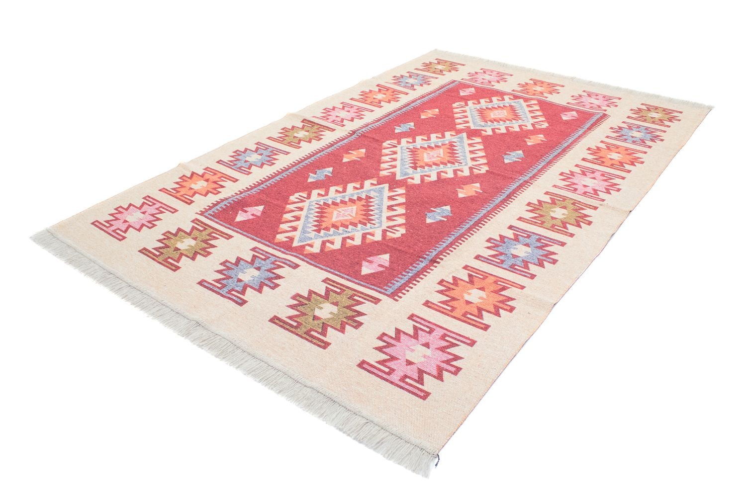 morgenland Wollteppich »Kelim Teppich - Trendy »Ariz« Rechteckig«, rechteckig, 0,5 mm Höhe, Flachgewebe