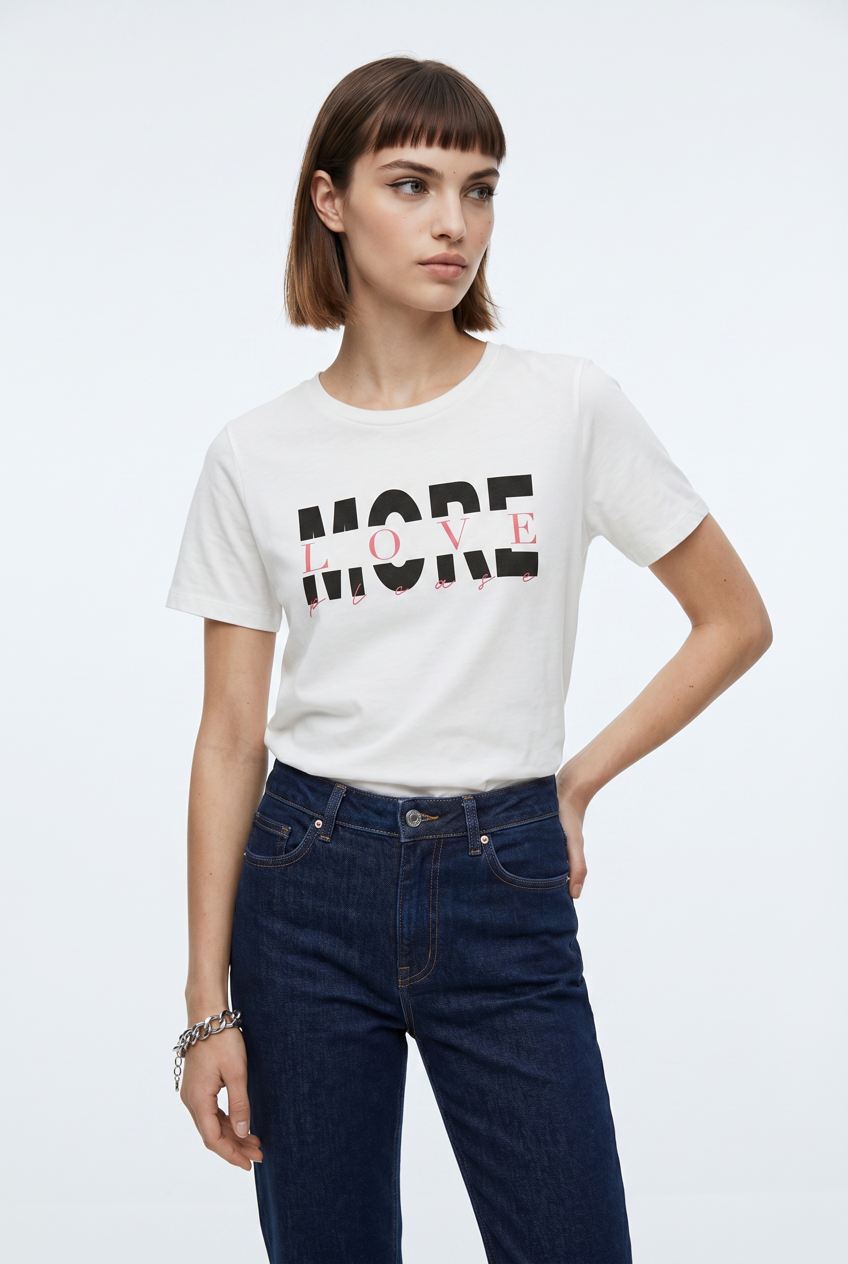 Vero Moda Kurzarmshirt "VMHEIDI PAULINA SS TOP BOX JRS" Baumwolle, regular fit