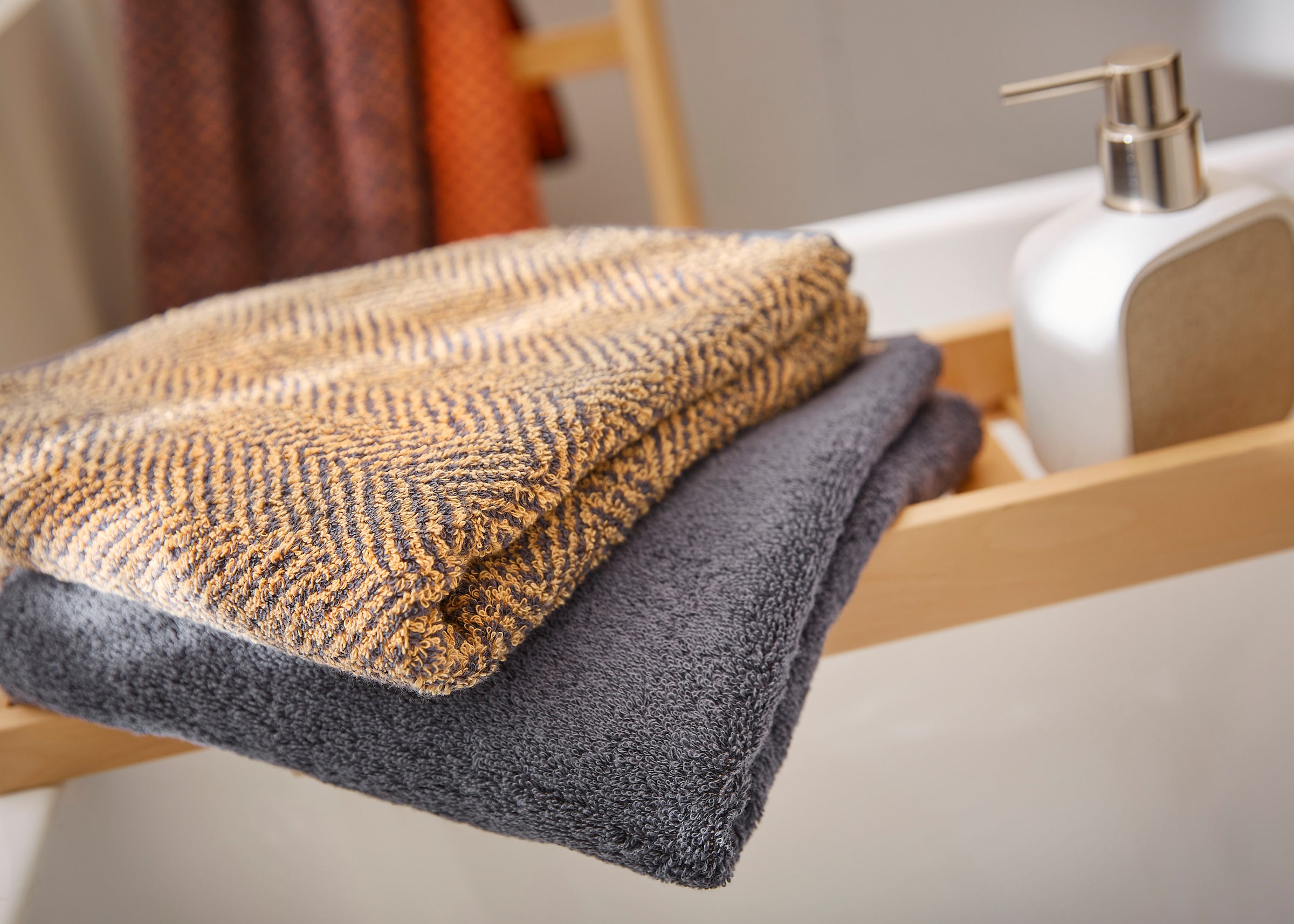 Dyckhoff Handtuch Set »Golden Shades Herringbone«, Set, 6 tlg., Walkfrottier, 4 Handtücher (50x100cm), 2 Duschtücher (70x140cm)