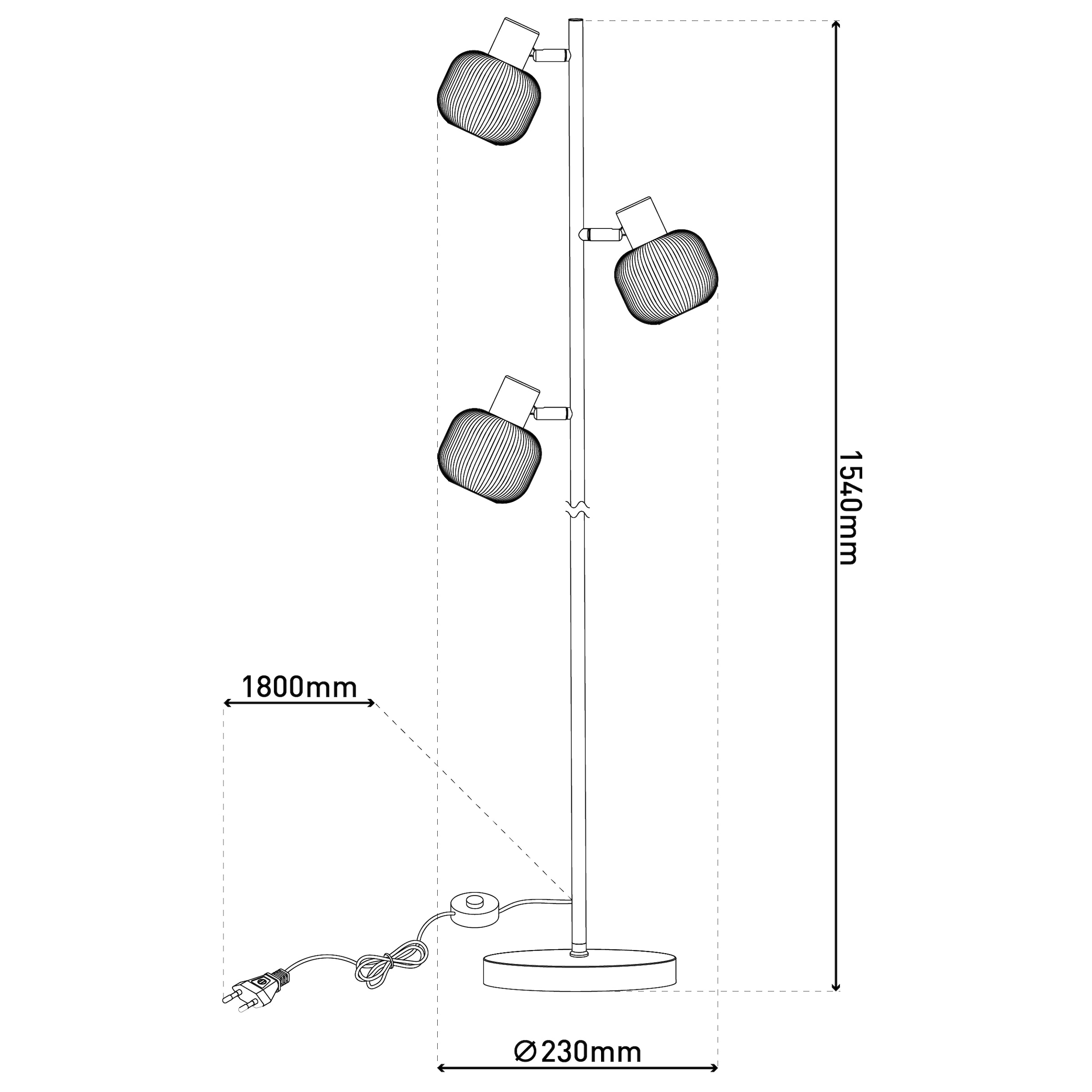 näve Stehlampe »Learta« E14 1 Stk. 3er Spot, exkl. 3x E14, messing matt, Glasschirme weiß opal, H: 154cm