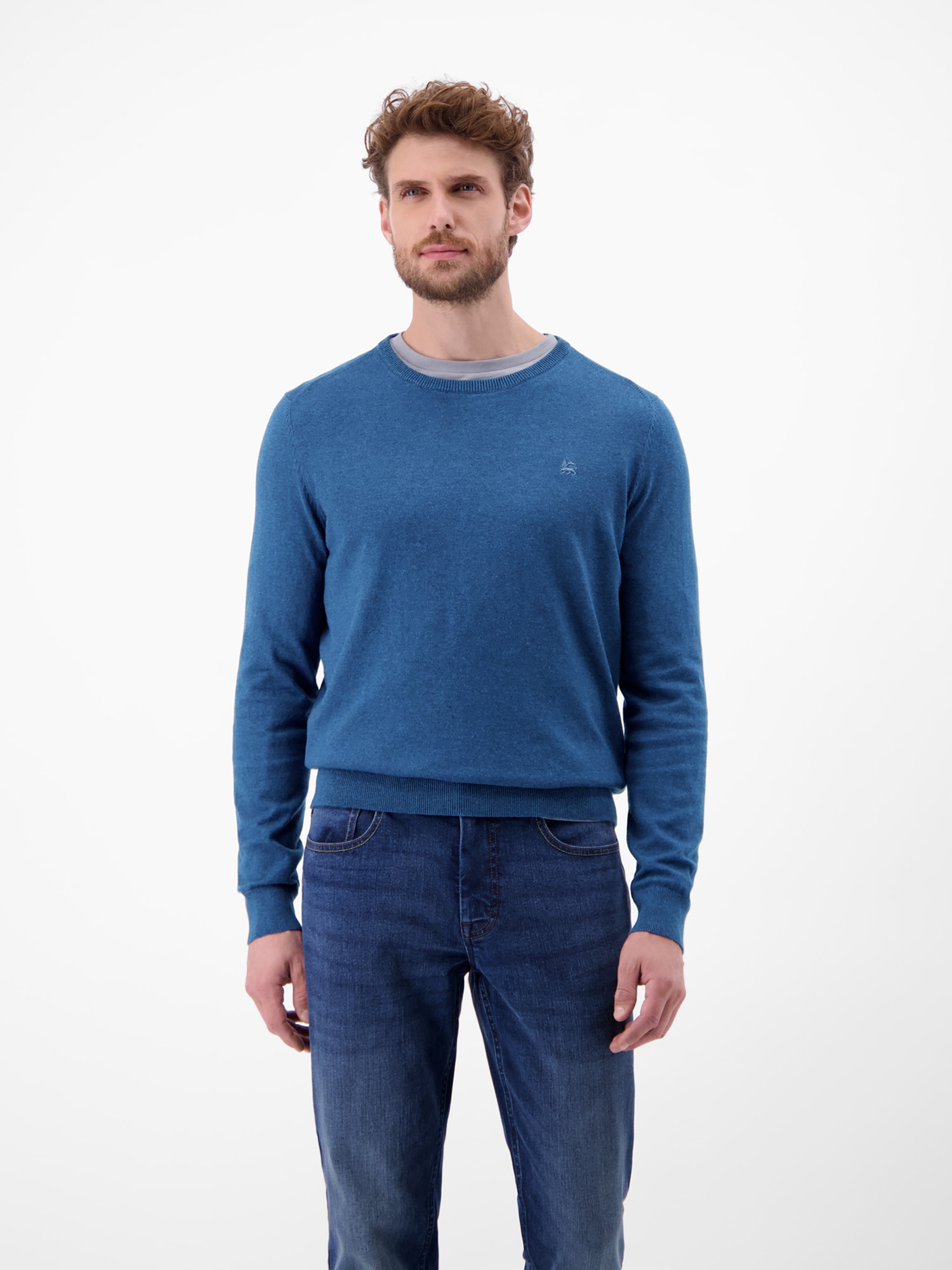 LERROS Herren Strickpullover "LERROS Herren Basic Strickpullover", blau, Gr. XXXL, 100% Baumwolle, Pullover