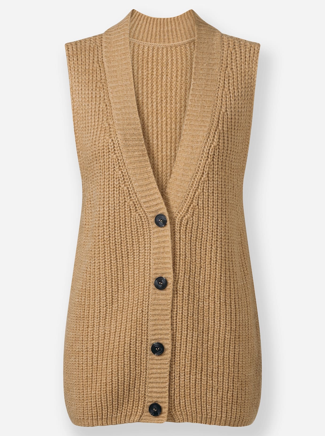 Strickweste INSPIRATIONEN, Damen, Gr. 38, braun (camel), 86% Polyacryl, 14% Wolle, unifarben, Westen Strickweste 3
