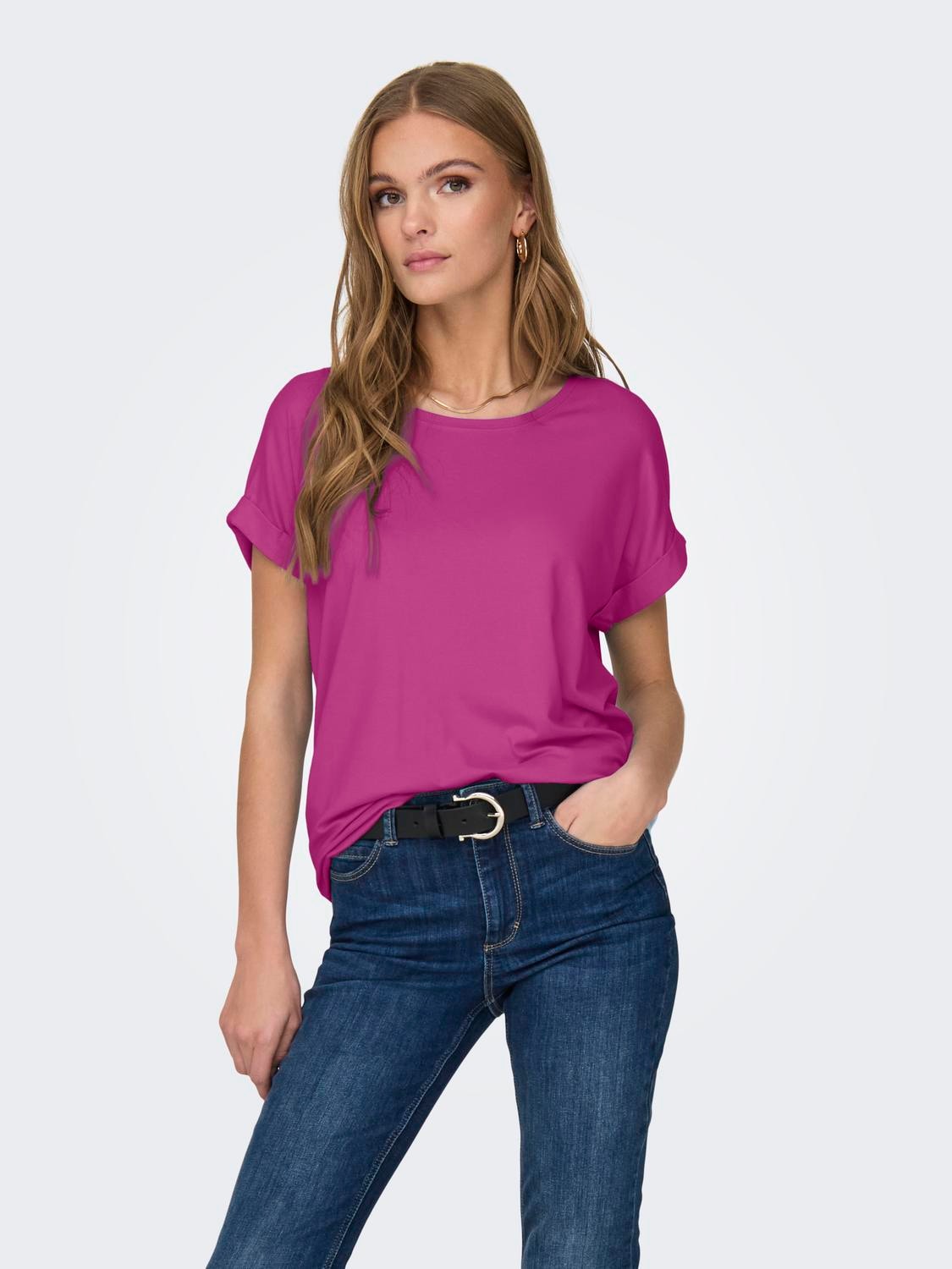 ONLY T-Shirt "ONLMOSTER – Kurzarmshirt mit Aufschlag und klassischem Look", günstig online kaufen